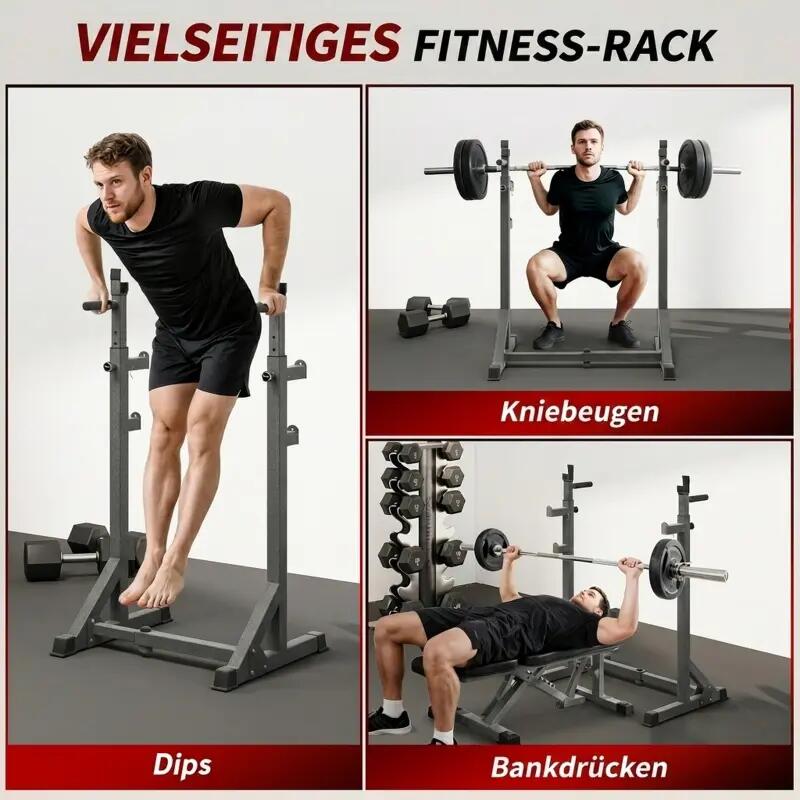 Unisexe Musculation Support Barre Réglable Acier Sécurité 150kg 4/4