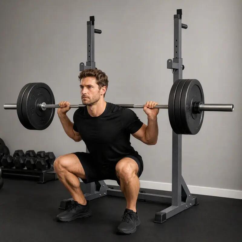 Unisexe Musculation Support Barre Réglable Acier Sécurité 150kg 2/4