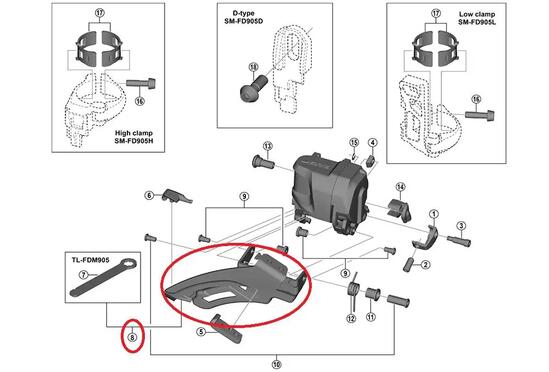 Guide-chaîne SHIMANO F.WERK.FD-M9050 - pour dérailleur Di2 XTR, env. 35 g