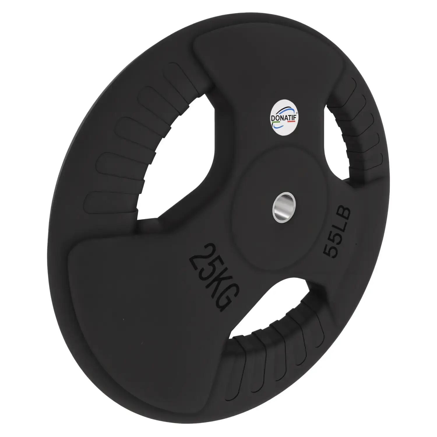 Disco Gommato da 25 Kg - Foro 28 mm | Impugnatura Tri-Grip 5/6