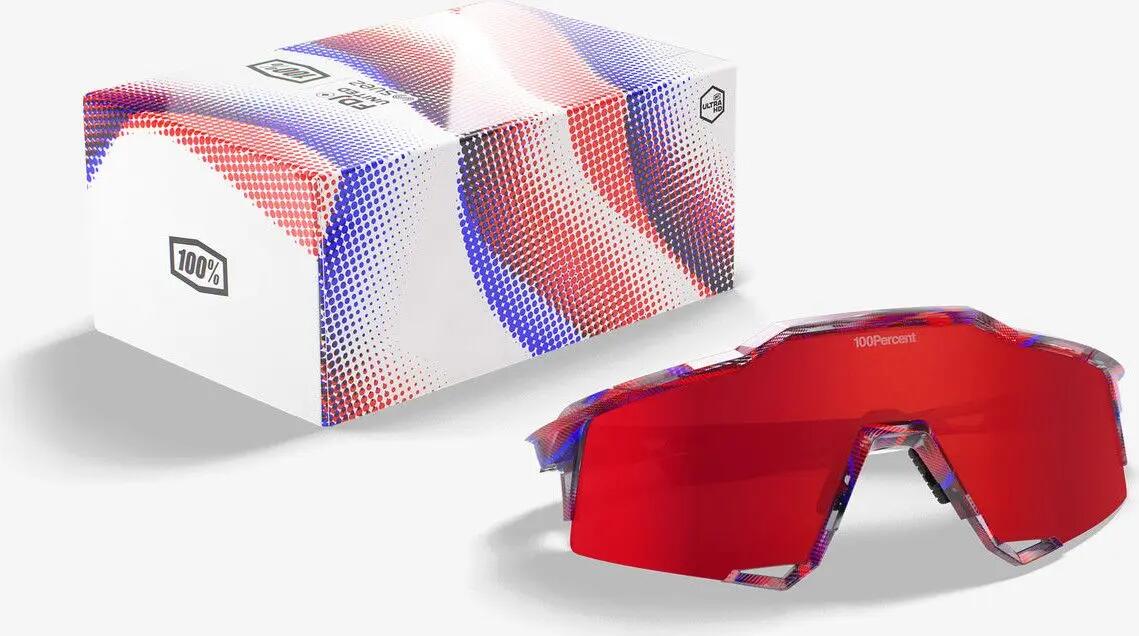100% Speedcraft FDJ-bril, glanzend doorschijnend rood/blauw, Fire Red, spiegelgl 5/5