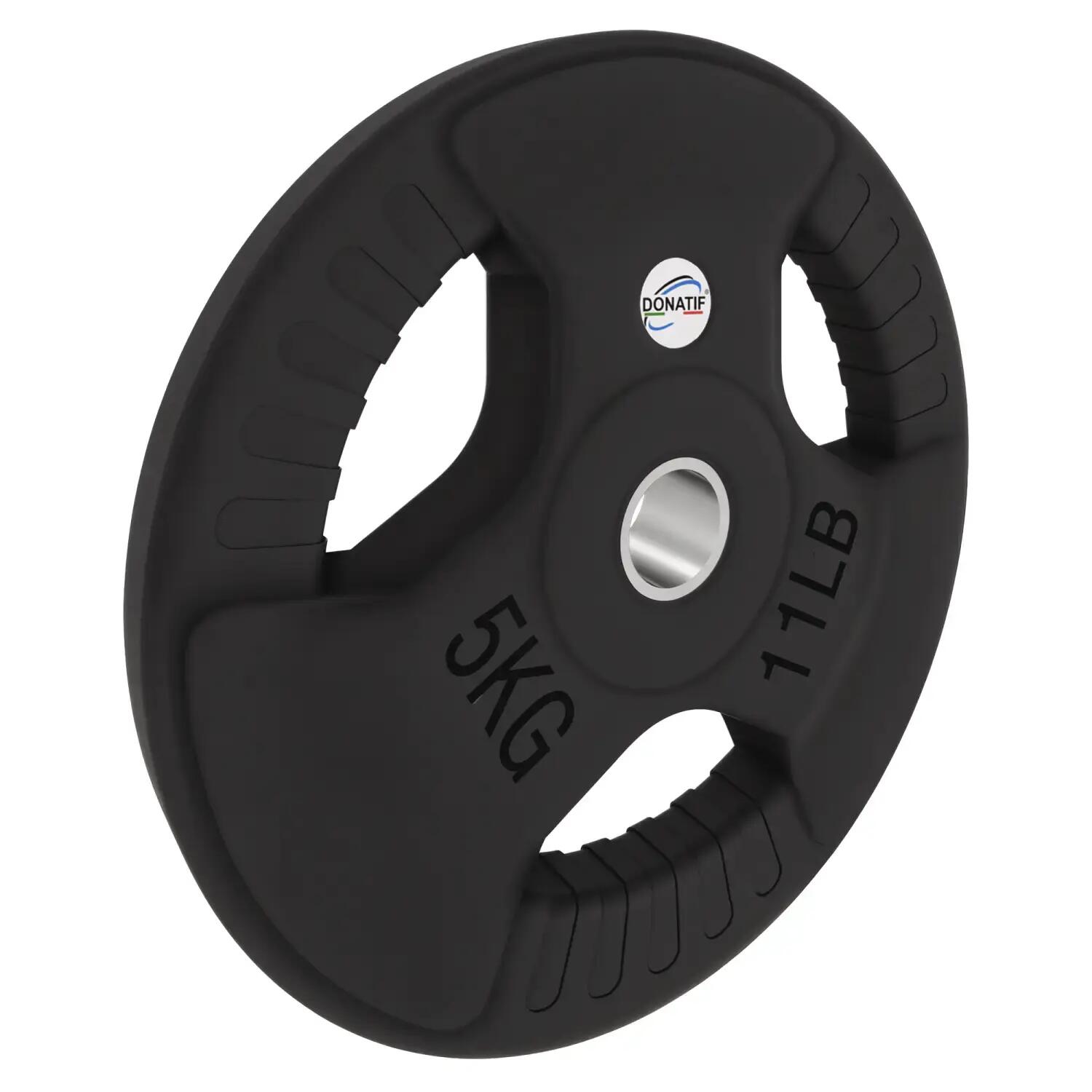 Disco Gommato da 5 Kg - Foro 28 mm | Impugnatura Tri-Grip 5/6