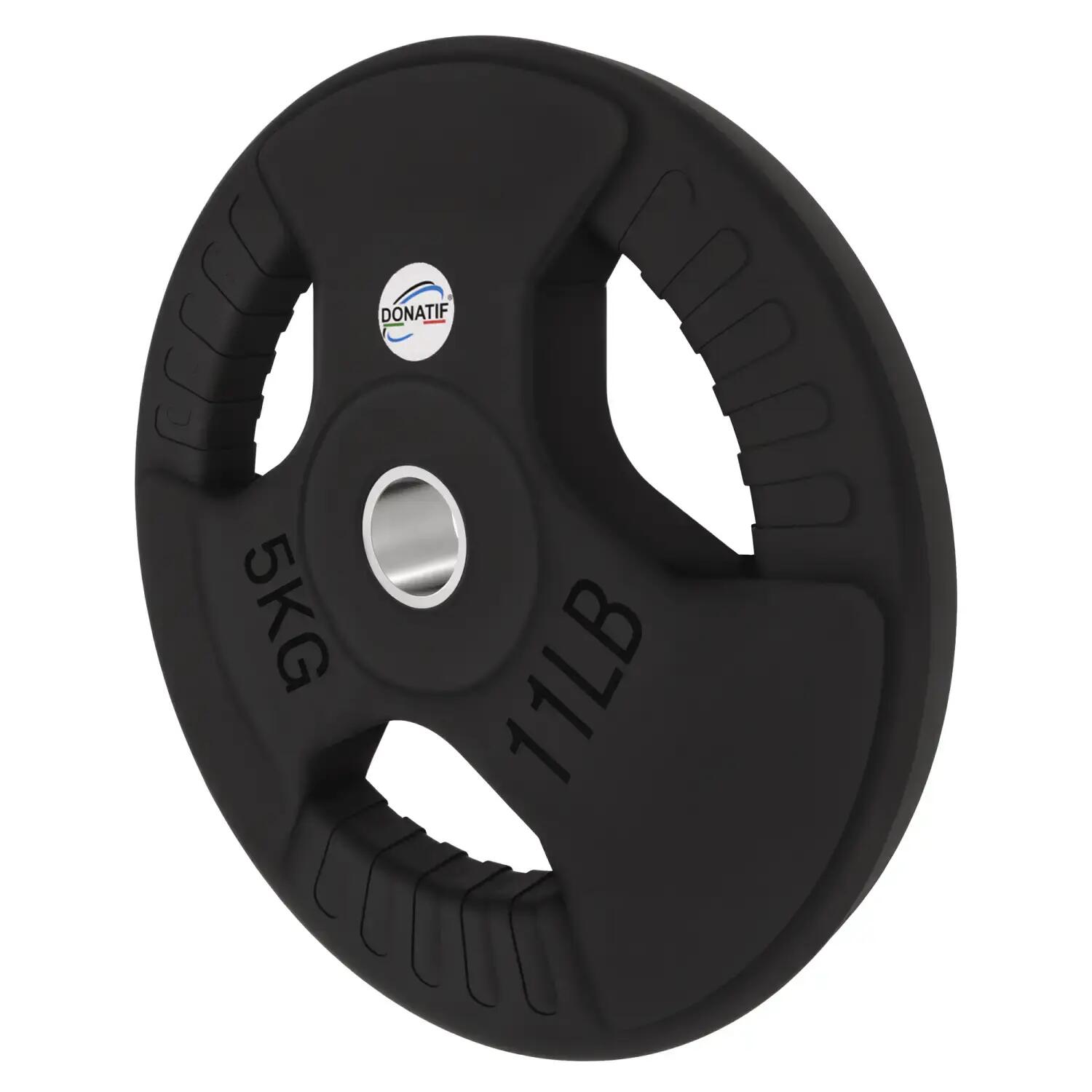 Disco Gommato da 5 Kg - Foro 28 mm | Impugnatura Tri-Grip 2/6