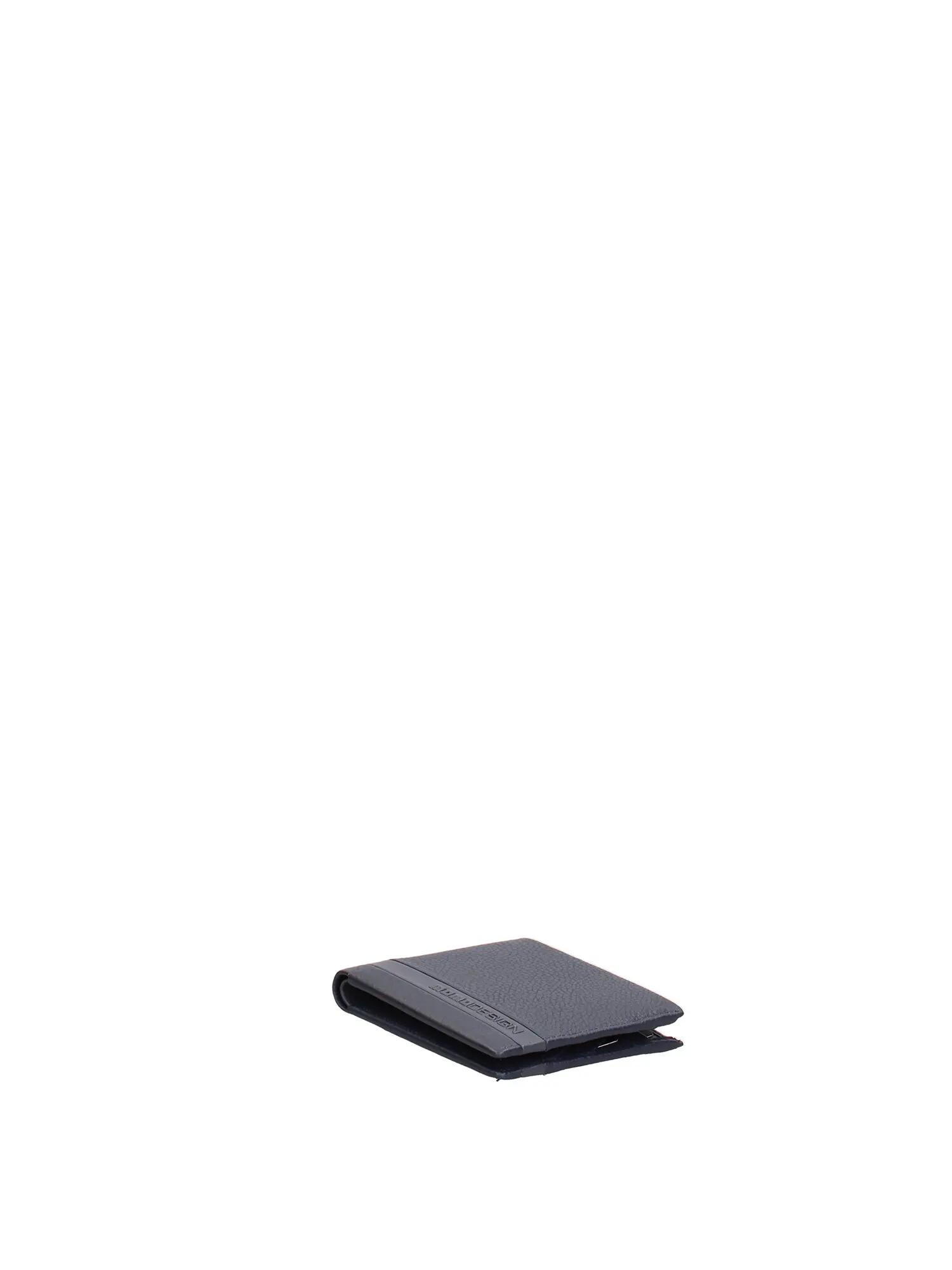 Cartera hombre Momo Design piel auténtica negro azul sin cierre 3/4