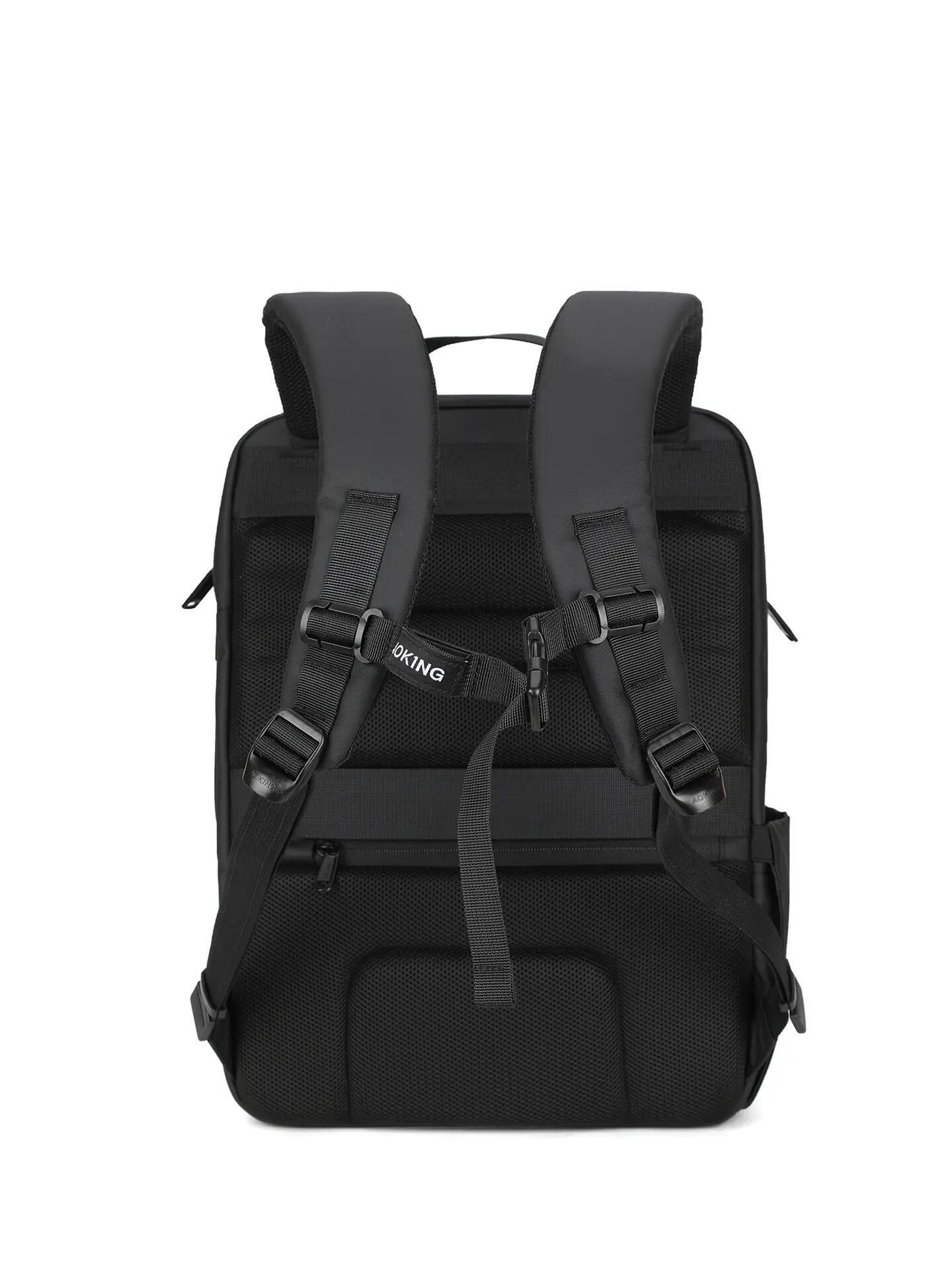 Zaino Aoking nero unisex con zip - Poliestere casual 40,5 cm 7/7