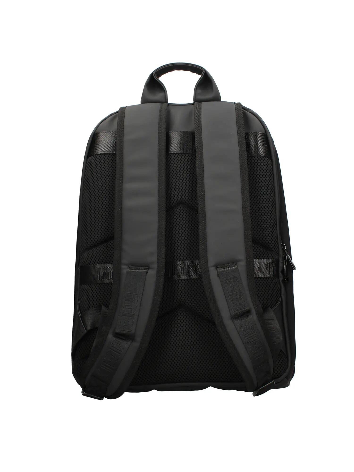 Momo Design Black Polyurethane Backpack with Zip Closure for Men 3/4