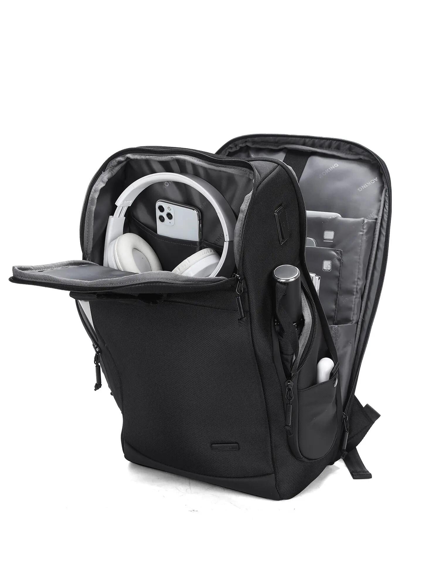 Zaino Nero Aoking Omnia Unisex - Poliestere Con Zip Casual 5/6