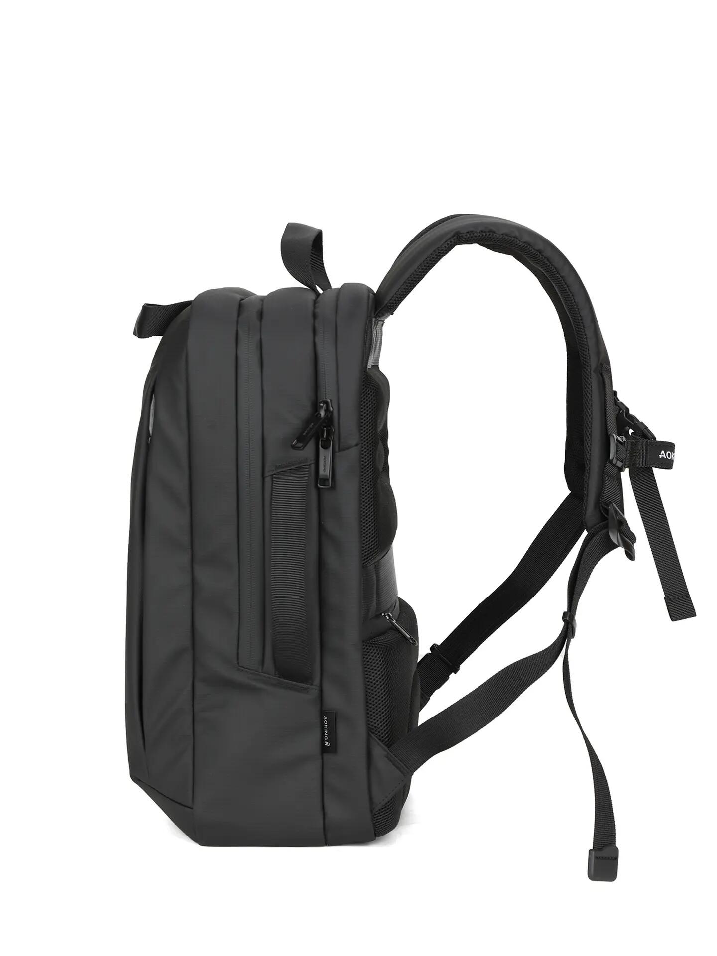 Zaino Aoking nero unisex con zip - Poliestere casual 40,5 cm 5/7