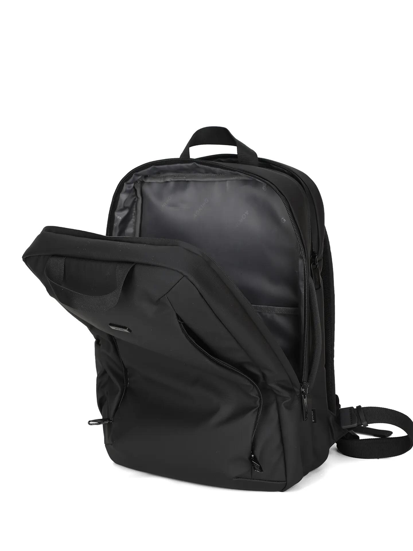 Zaino Aoking nero unisex con zip - Poliestere casual 40,5 cm 4/7