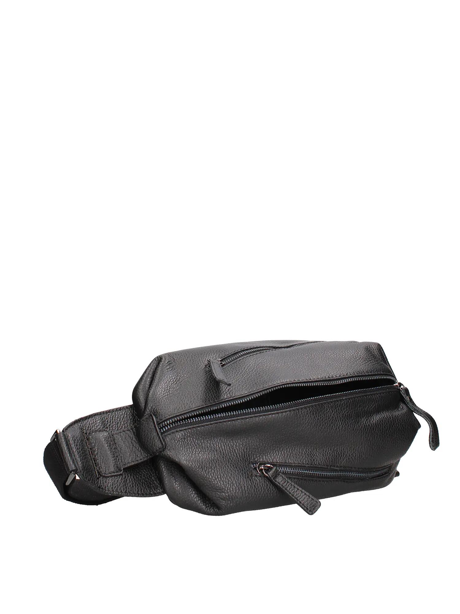 Momo Design herentas schoudertas echt leer zwart met ritssluiting 4/4