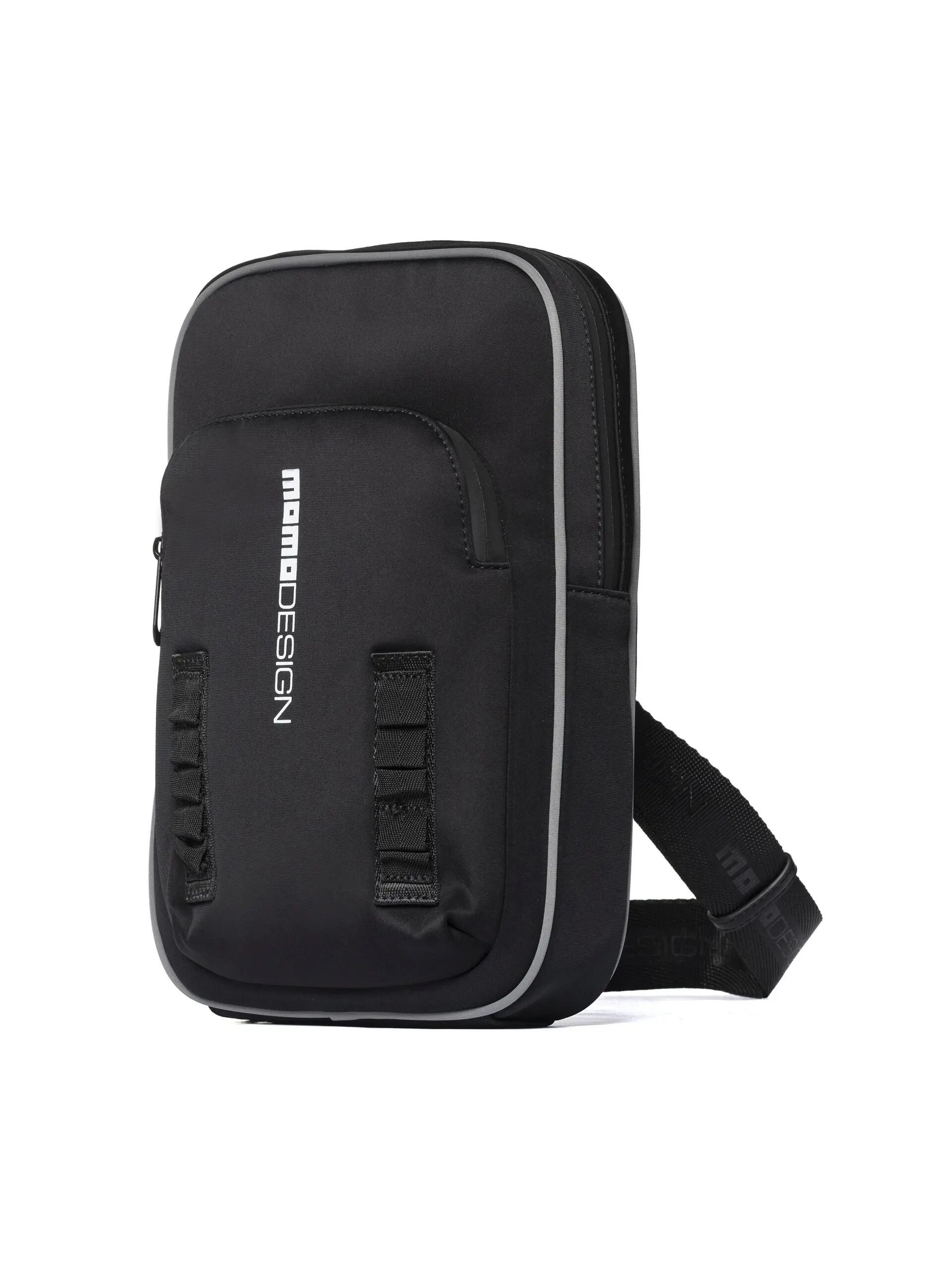 Momo Design Umhängetasche Schwarz mit Logo Print und Reißverschluss 2/3