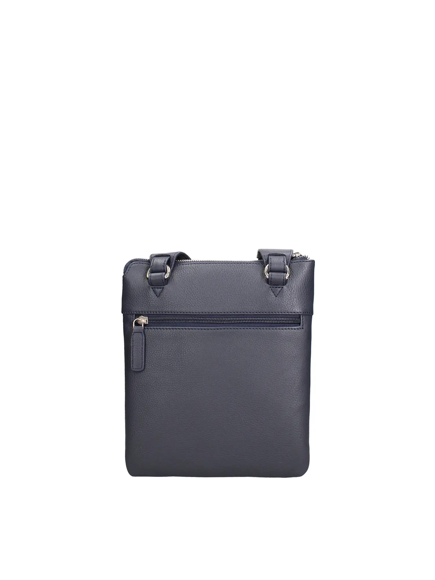 Momo Design Nerian schoudertas heren echt leer zwart blauw 3/4