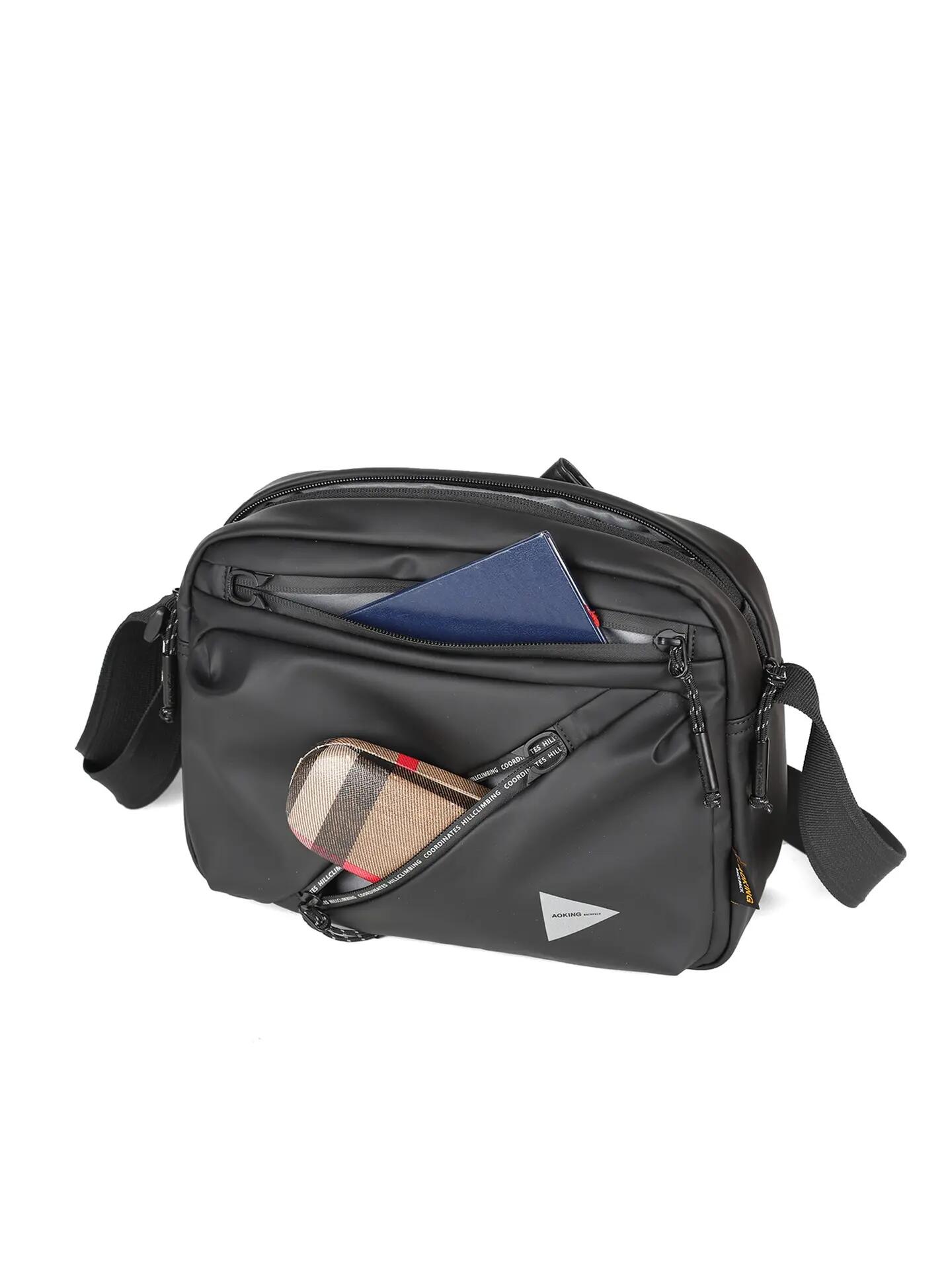 Aoking Umhängetasche unisex schwarz - Baumwolle und Polyester mit Reißverschluss 5/7