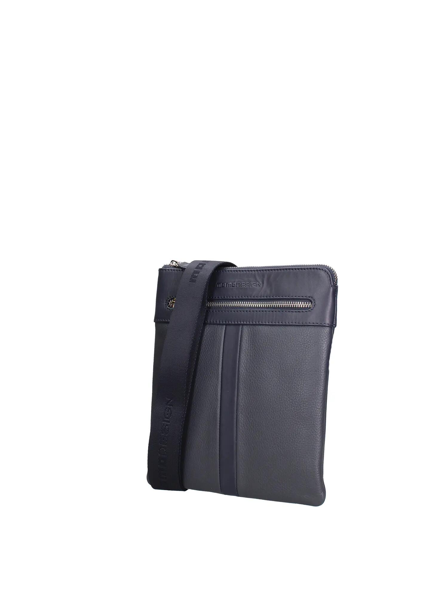 Momo Design Nerian schoudertas heren echt leer zwart blauw 2/4