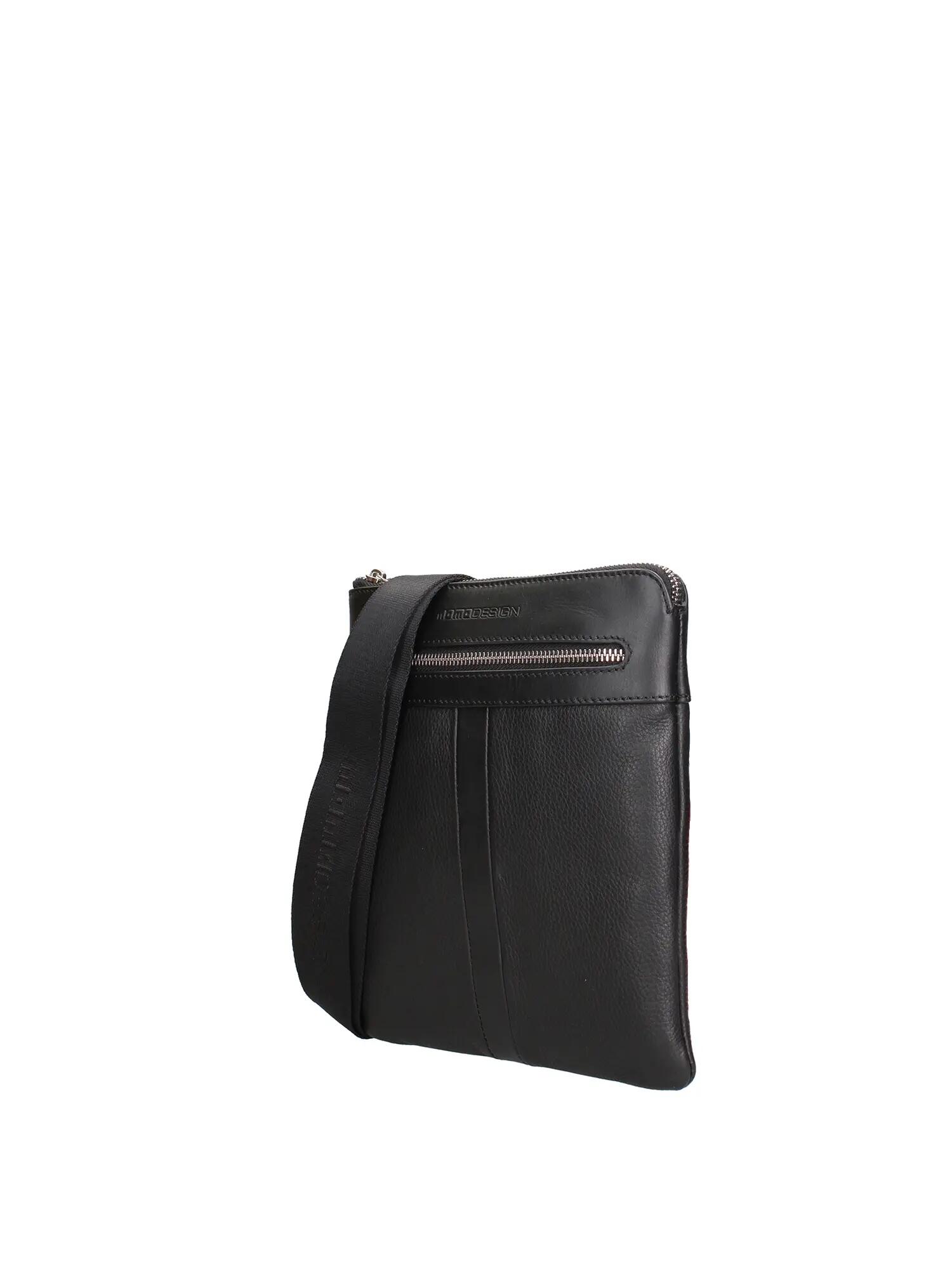 Momo Design Nerian schoudertas heren echt leer zwart blauw 2/4