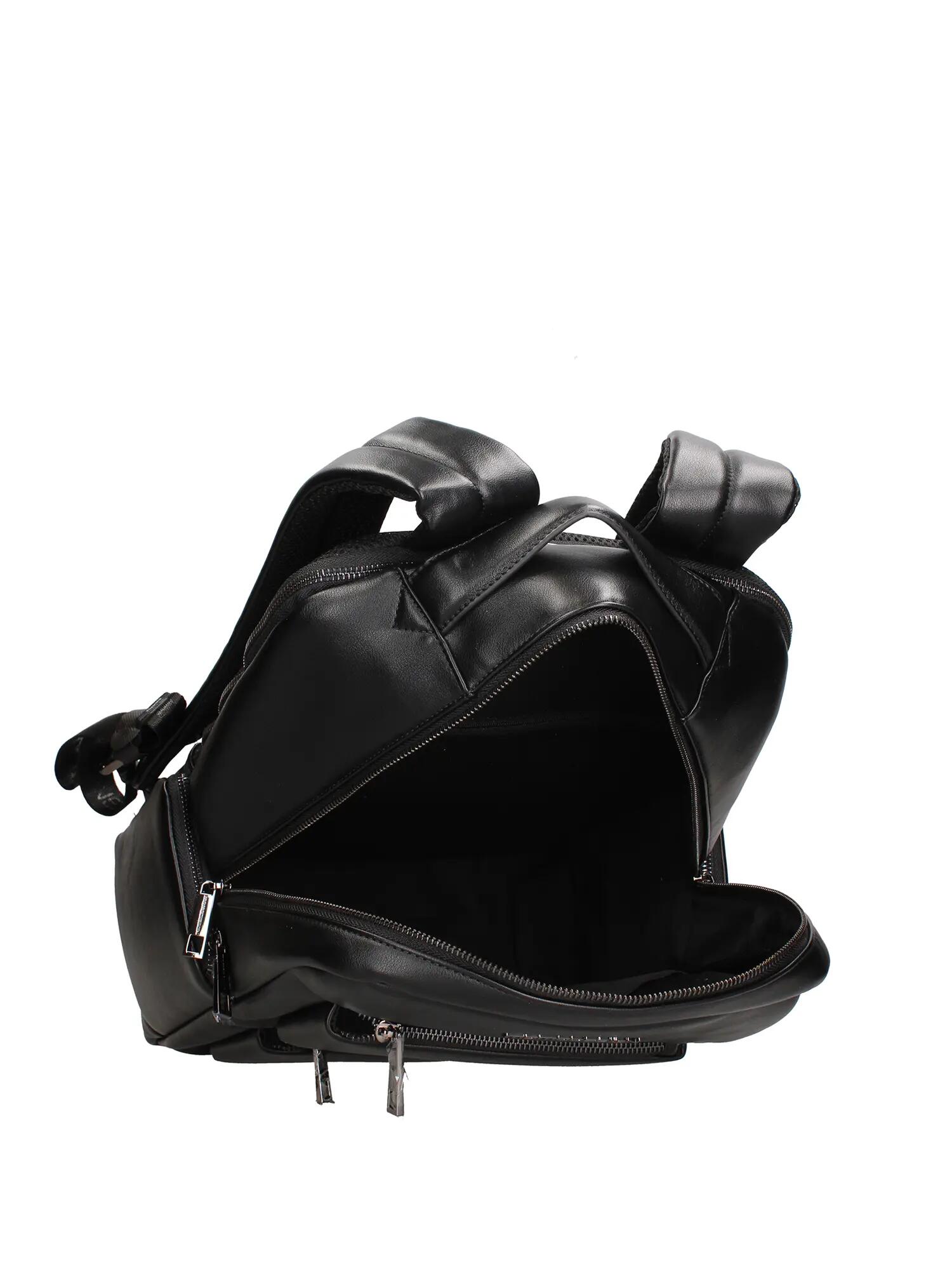 Momo Design Black Polyurethane Backpack with Zip - Men's Casual Rucksack 4/4