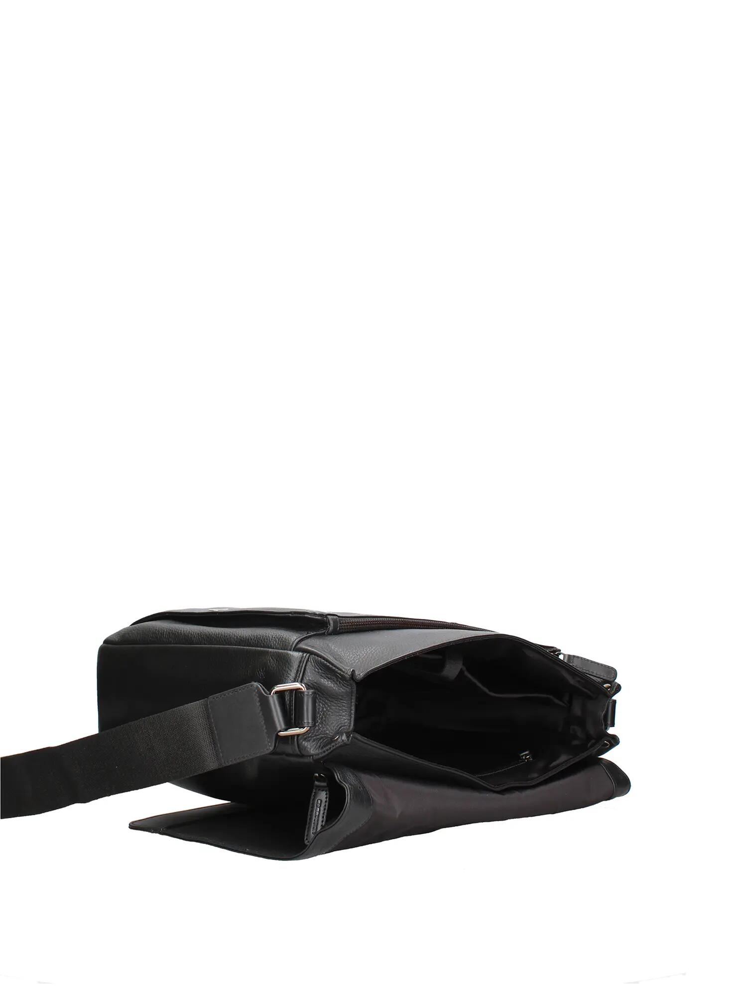 Sac à Bandoulière Homme Cuir Véritable Noir - Fermeture Zip et Poches Sécurisées 4/4