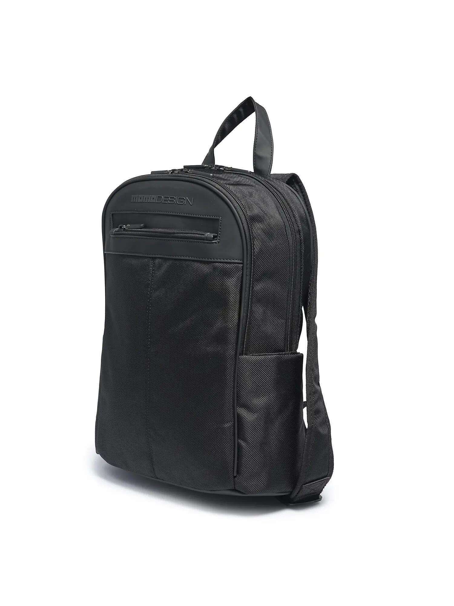 Momo Design Black Polyurethane Backpack with Zip - Men's Casual 2/3