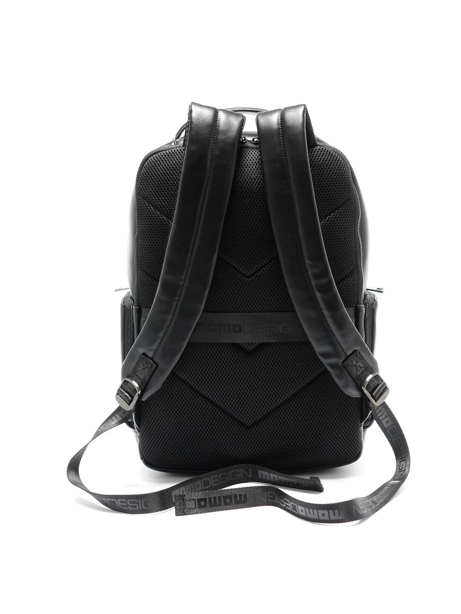 Momo Design Black Polyurethane Backpack with Zip - Men's Casual Rucksack 3/4