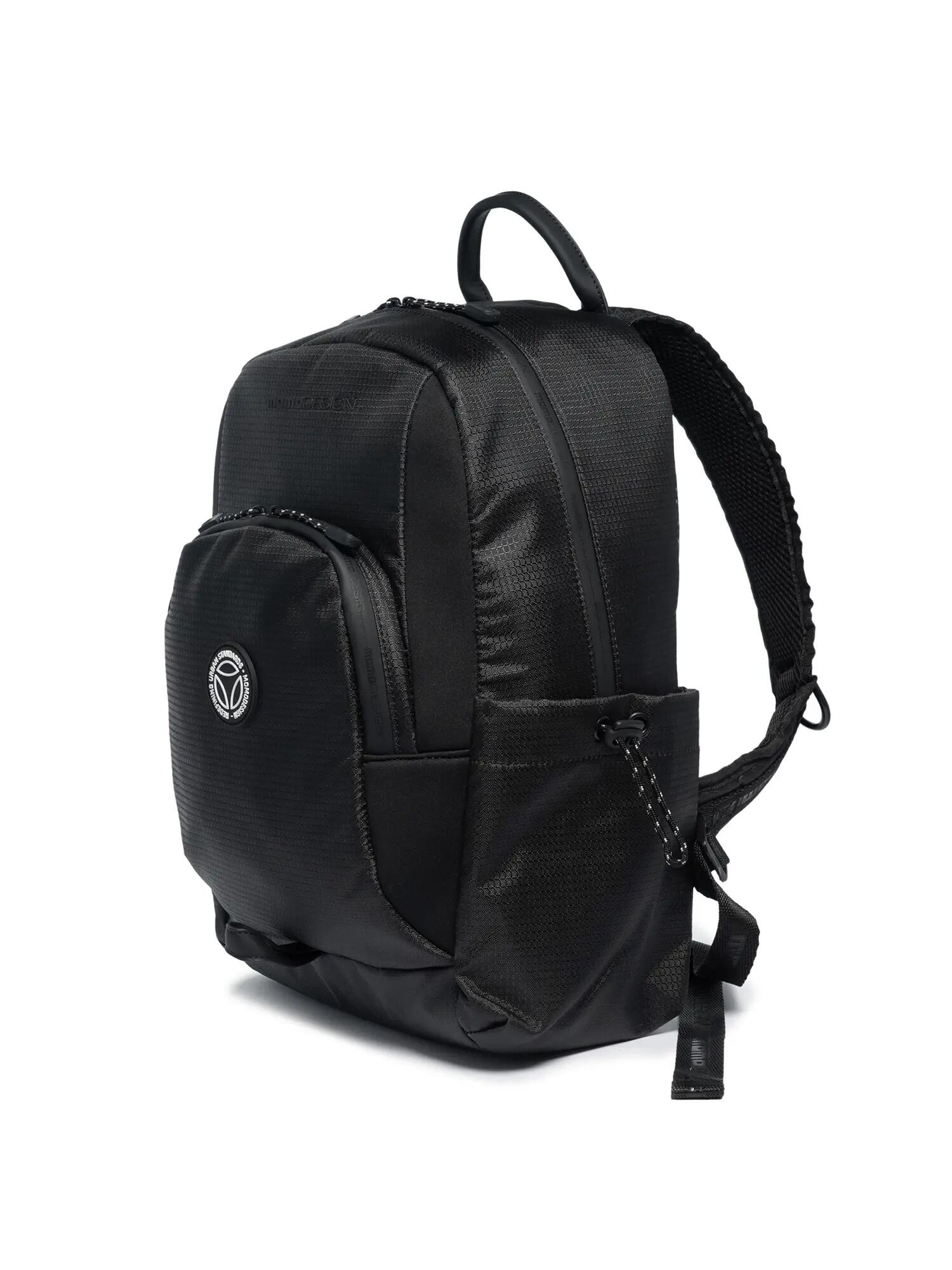 Momo Design Black Polyurethane Backpack with Zip - Men's Casual Rucksack 3/4