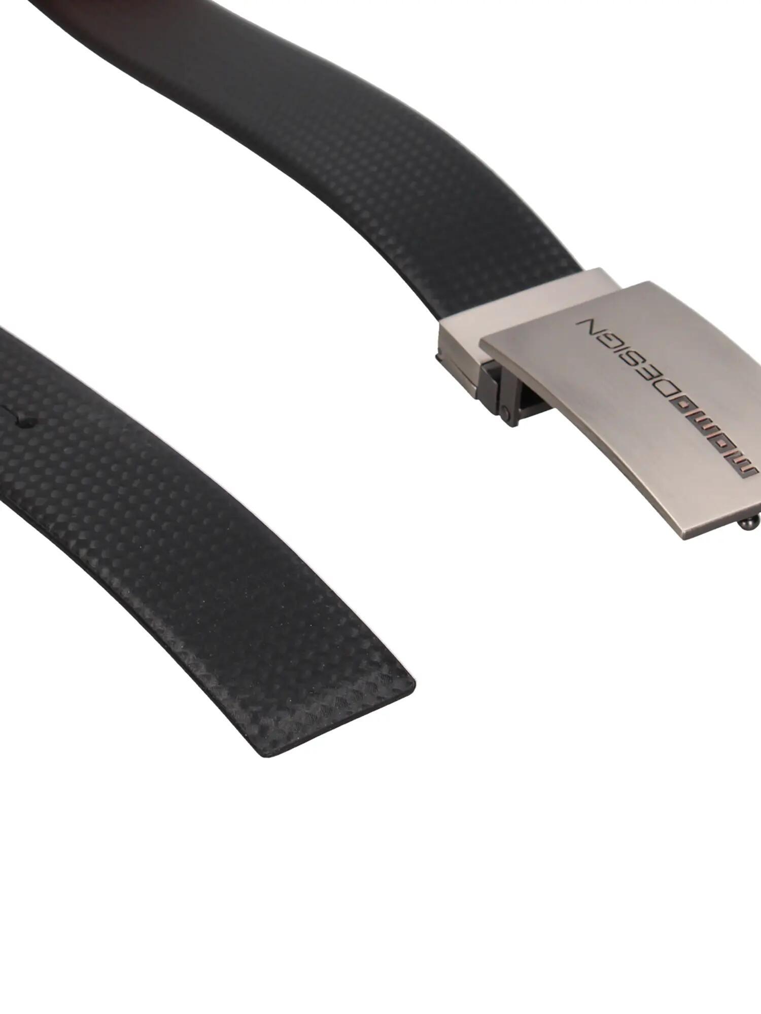 Men's Black Leather Belt with Momo Design Buckle - Italian Craftsmanship 3/3