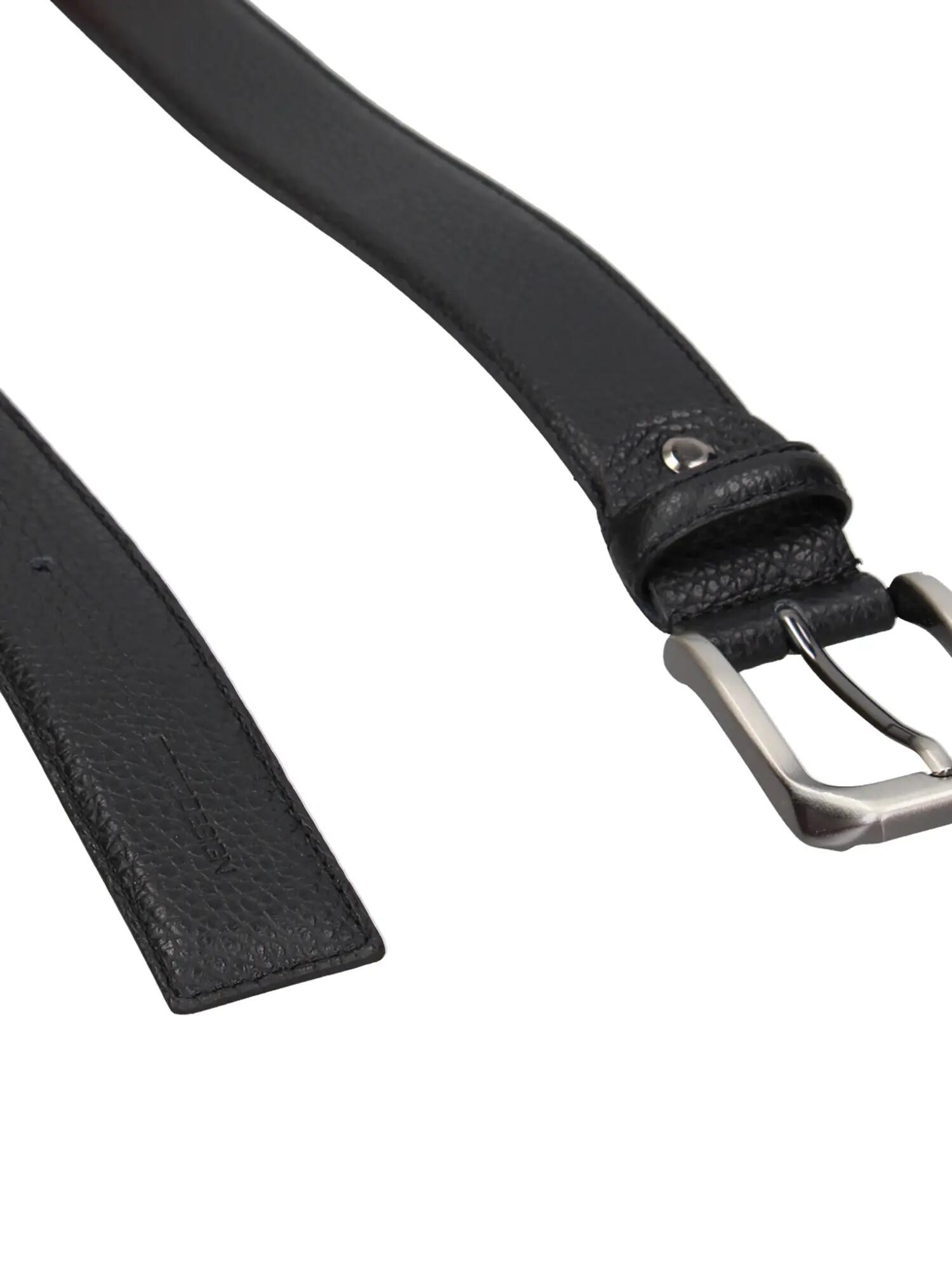 Ceinture Homme Cuir Véritable Boucle Momo Design - Noir Élégant Fabriquée en 3/3