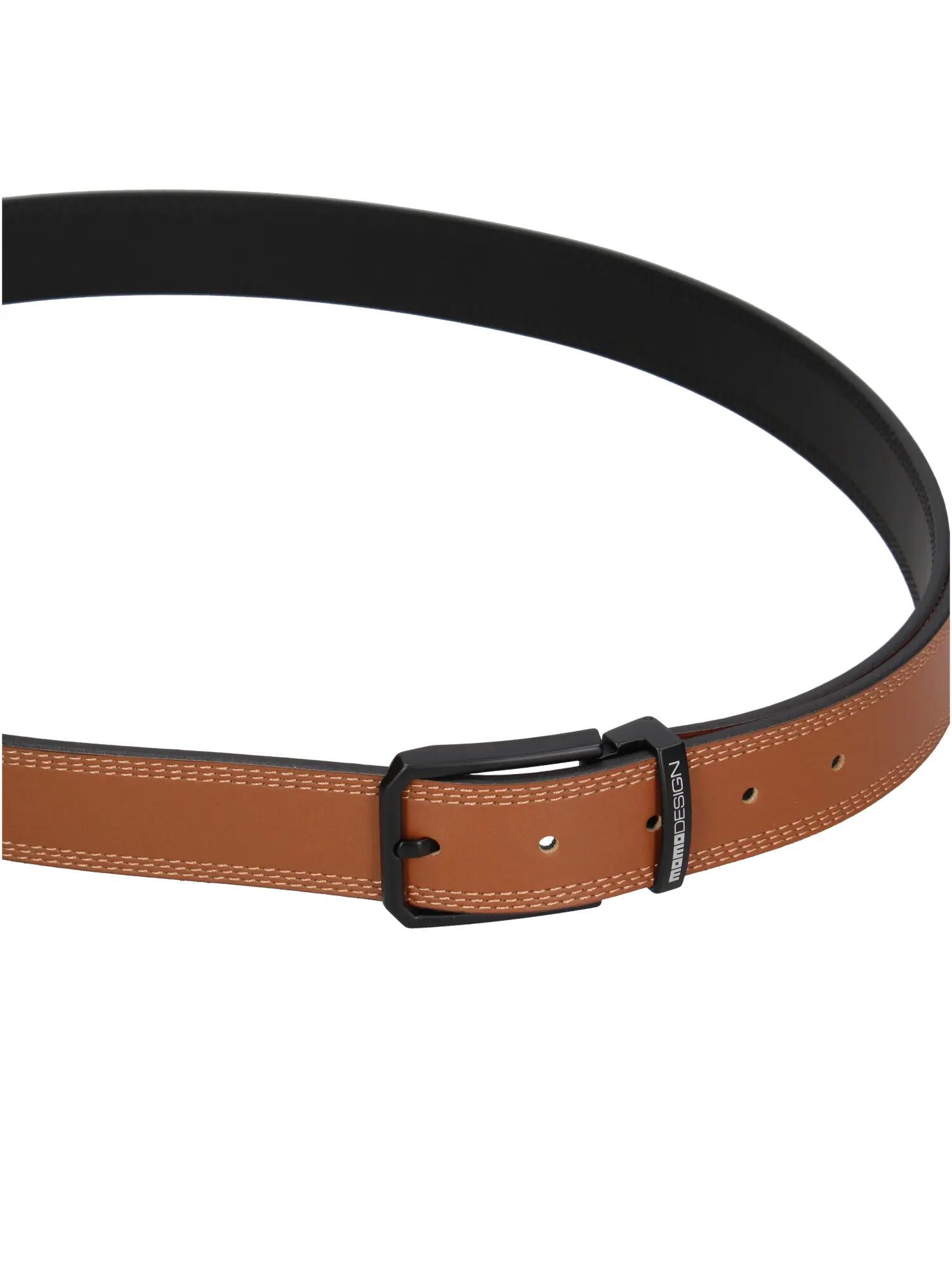 Ceinture homme cuir véritable cognac boucle noire Momo Design 3/3