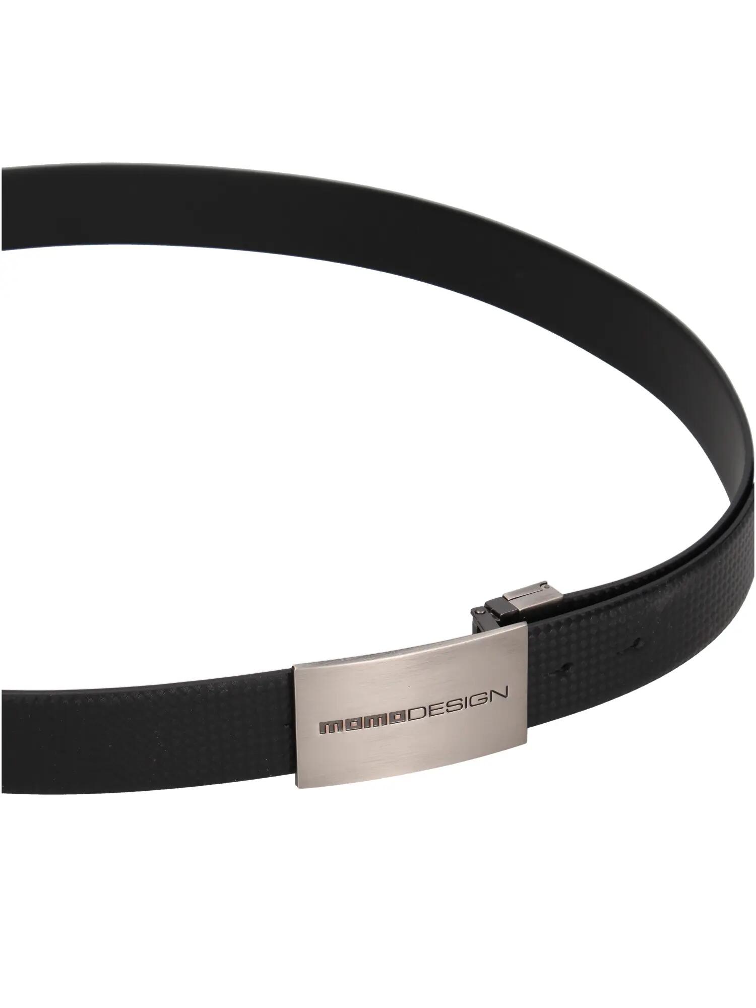 Men's Black Leather Belt with Momo Design Buckle - Italian Craftsmanship 2/3