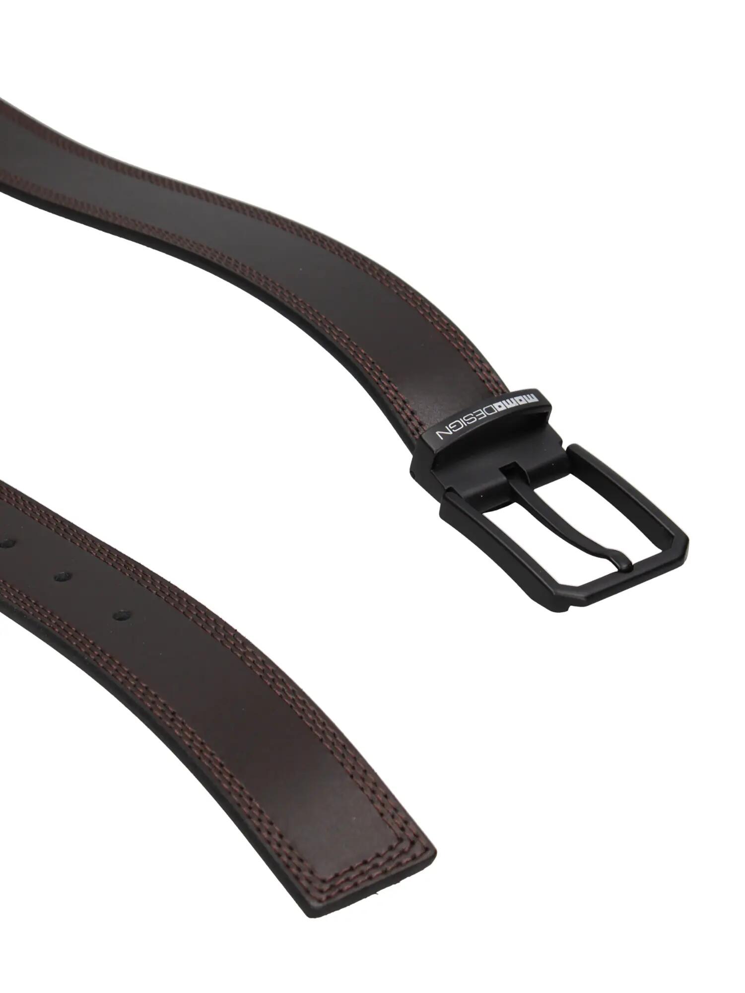 Ceinture homme cuir véritable cognac boucle noire Momo Design 2/3