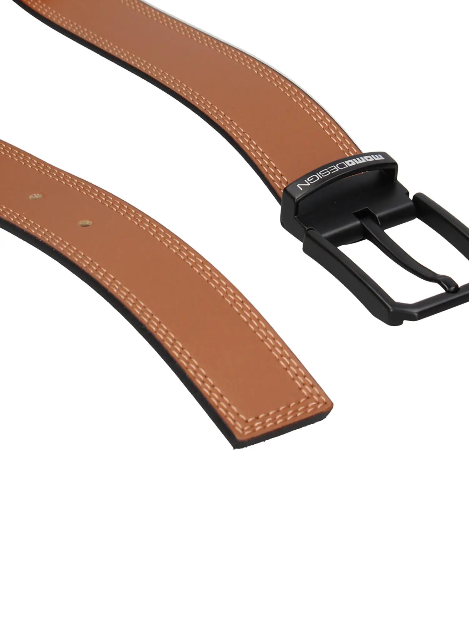 Ceinture homme cuir véritable cognac boucle noire Momo Design 2/3