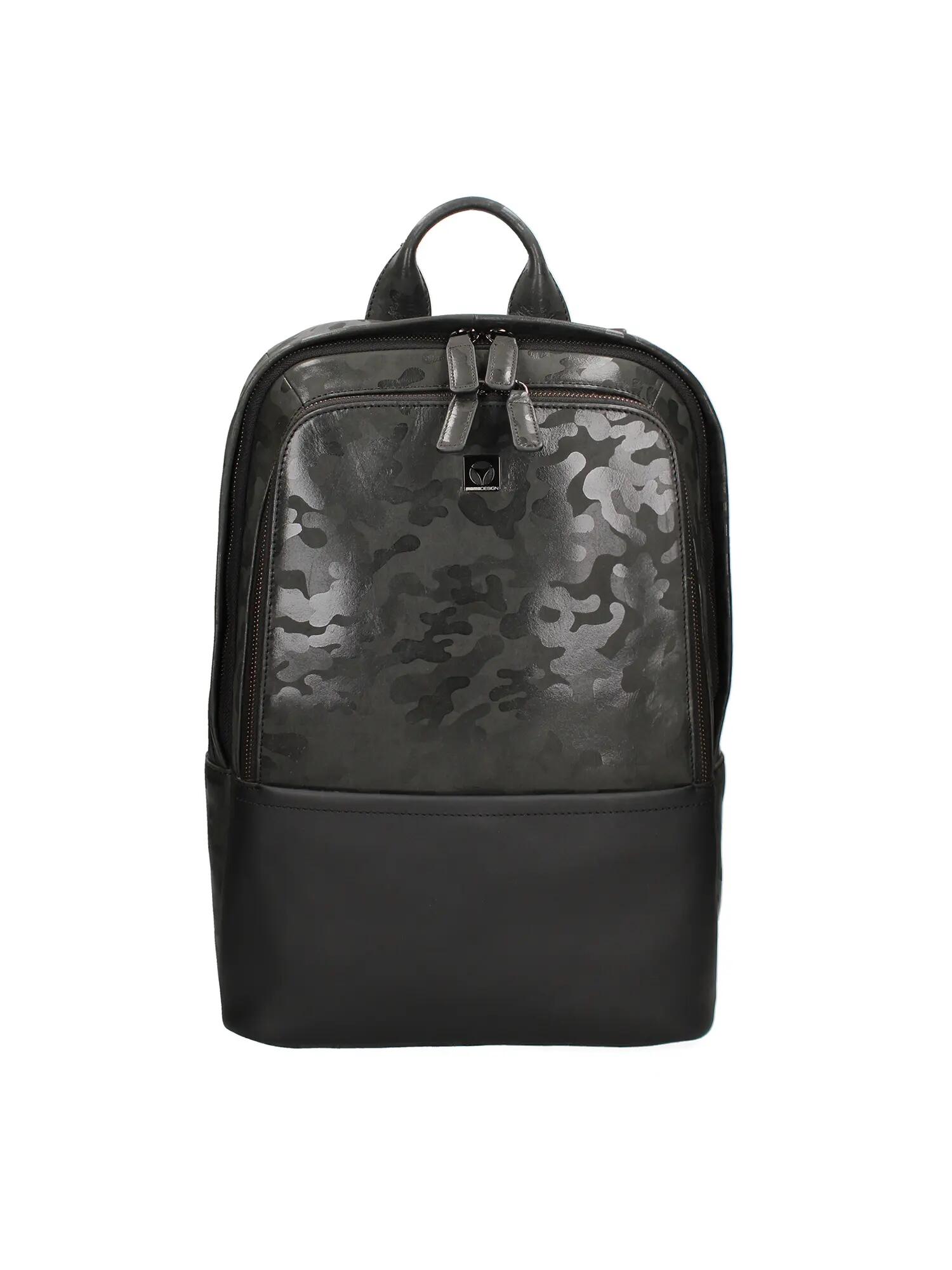 Rucsac Momo Design Negru Piele Naturală cu Fermoar și Buzunare