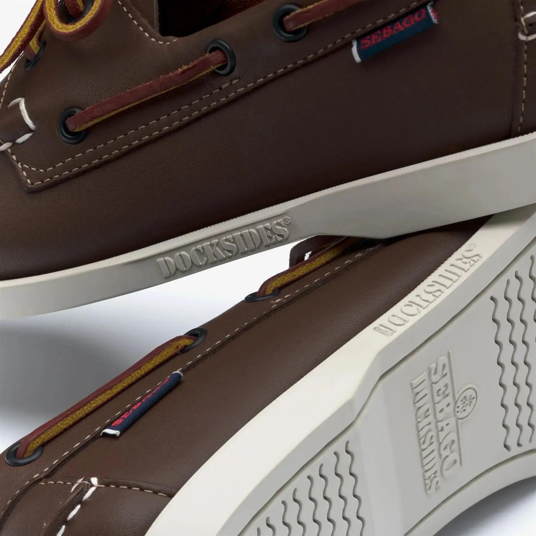 Docksides scarpa da barca uomo in pelle marrone 5/6