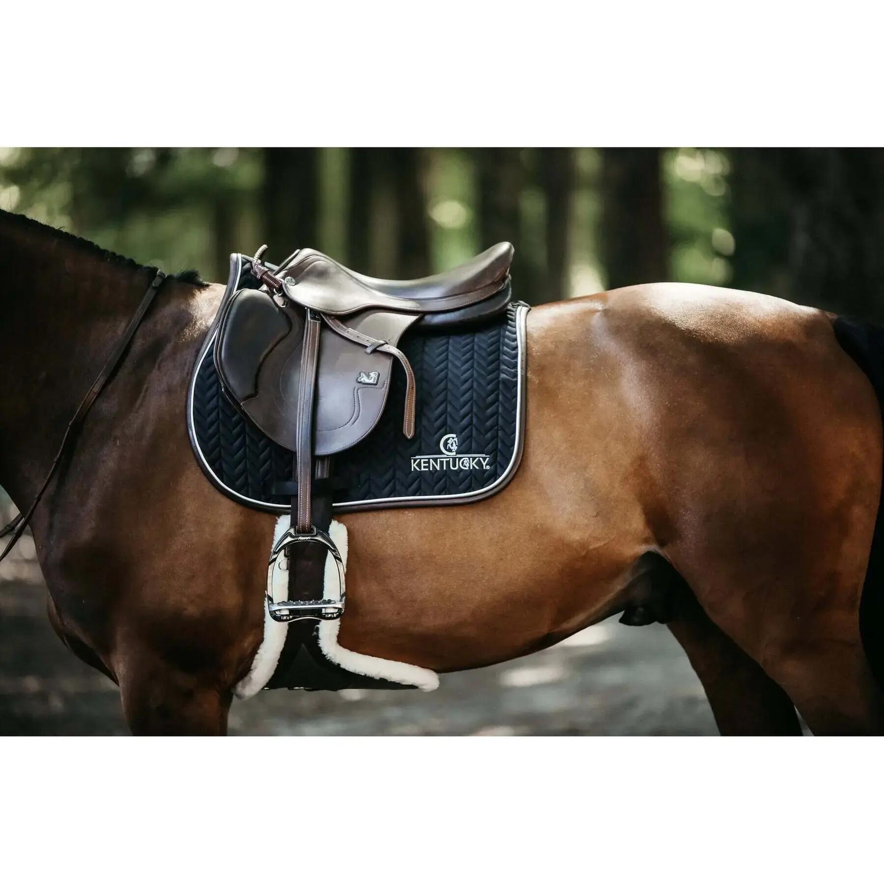 Saddle Pad leather fishbone show jumping black 2/5