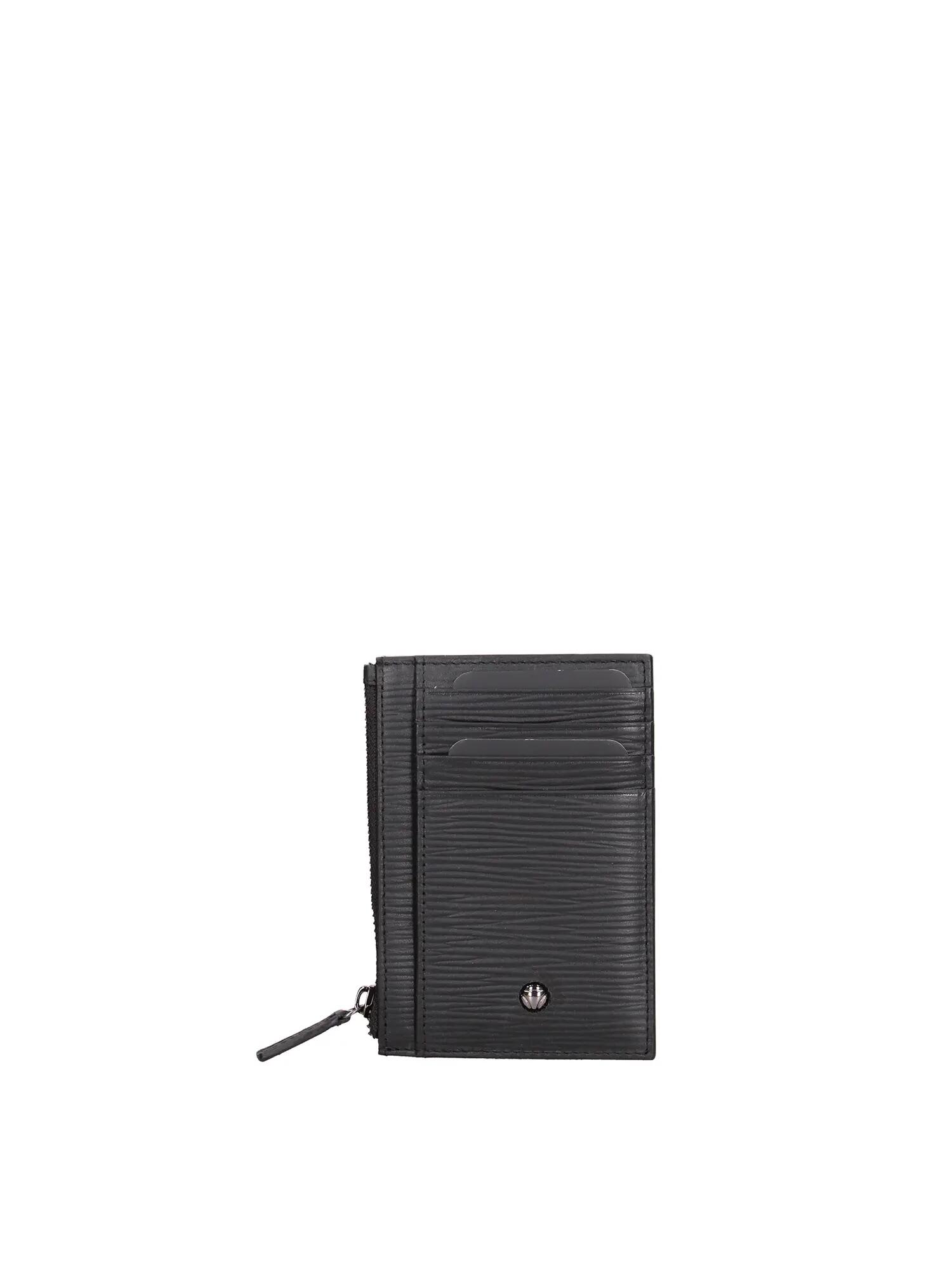 Portofel Bărbați Negru Piele Naturală cu Fermoar Momo Design