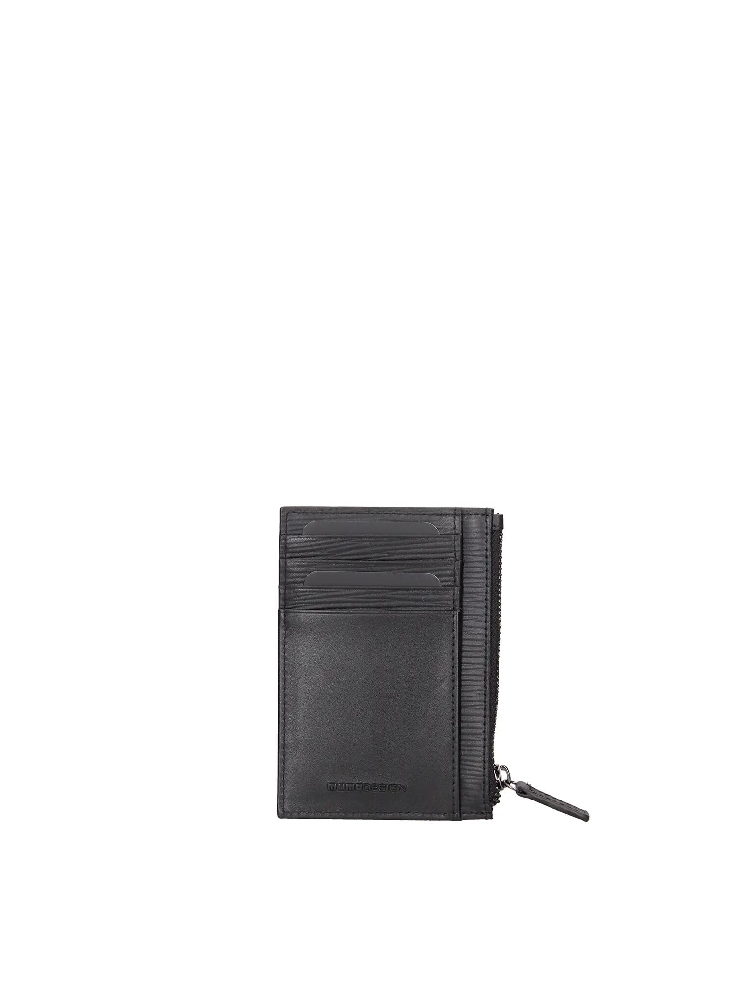 Cartera Hombre Negra Piel Auténtica con Cierre de Cremallera Momo Design 2/3
