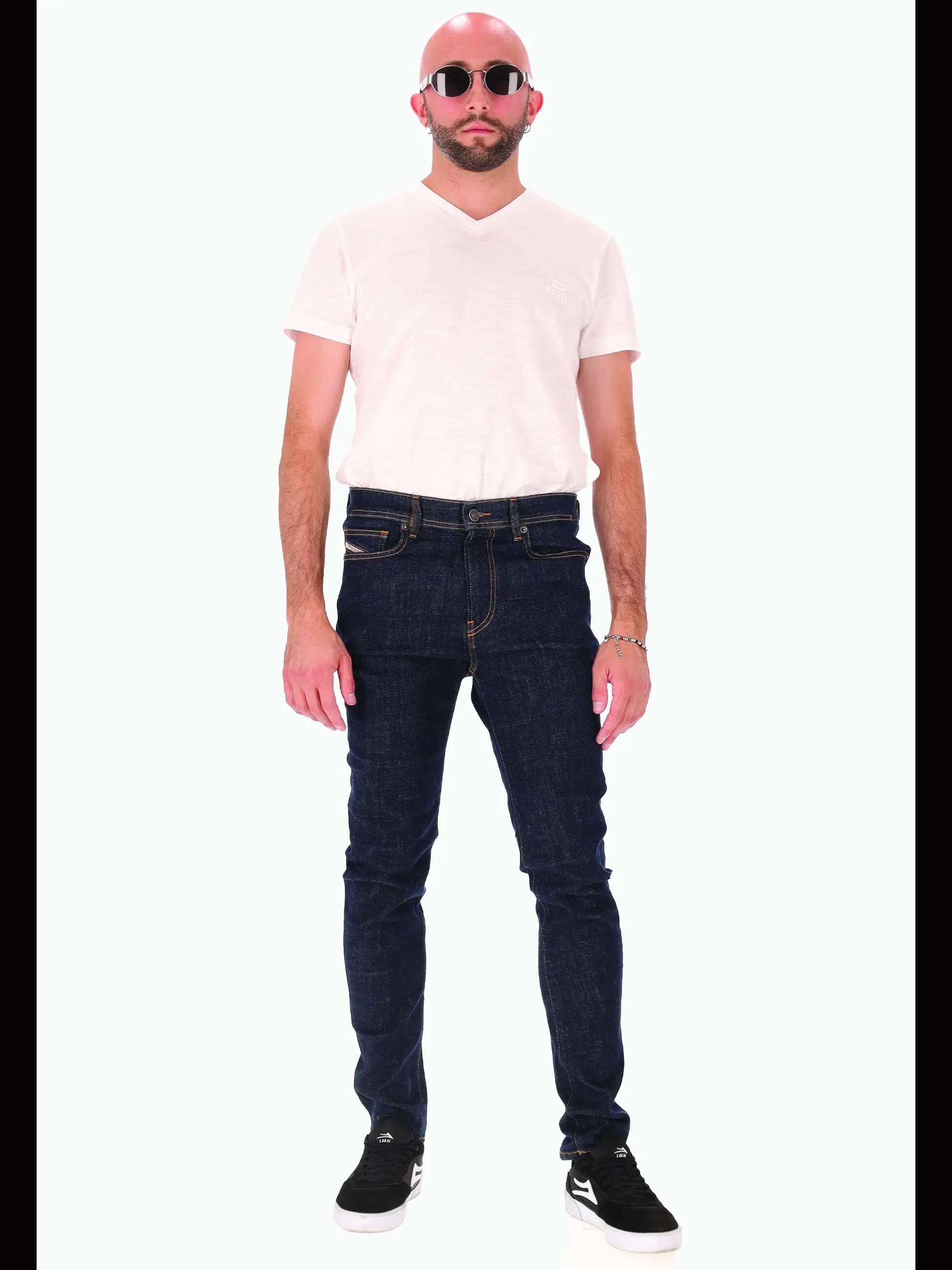 Diesel Herren Jeans Dunkelblau Denim Elastisch Reißverschluss 2/6