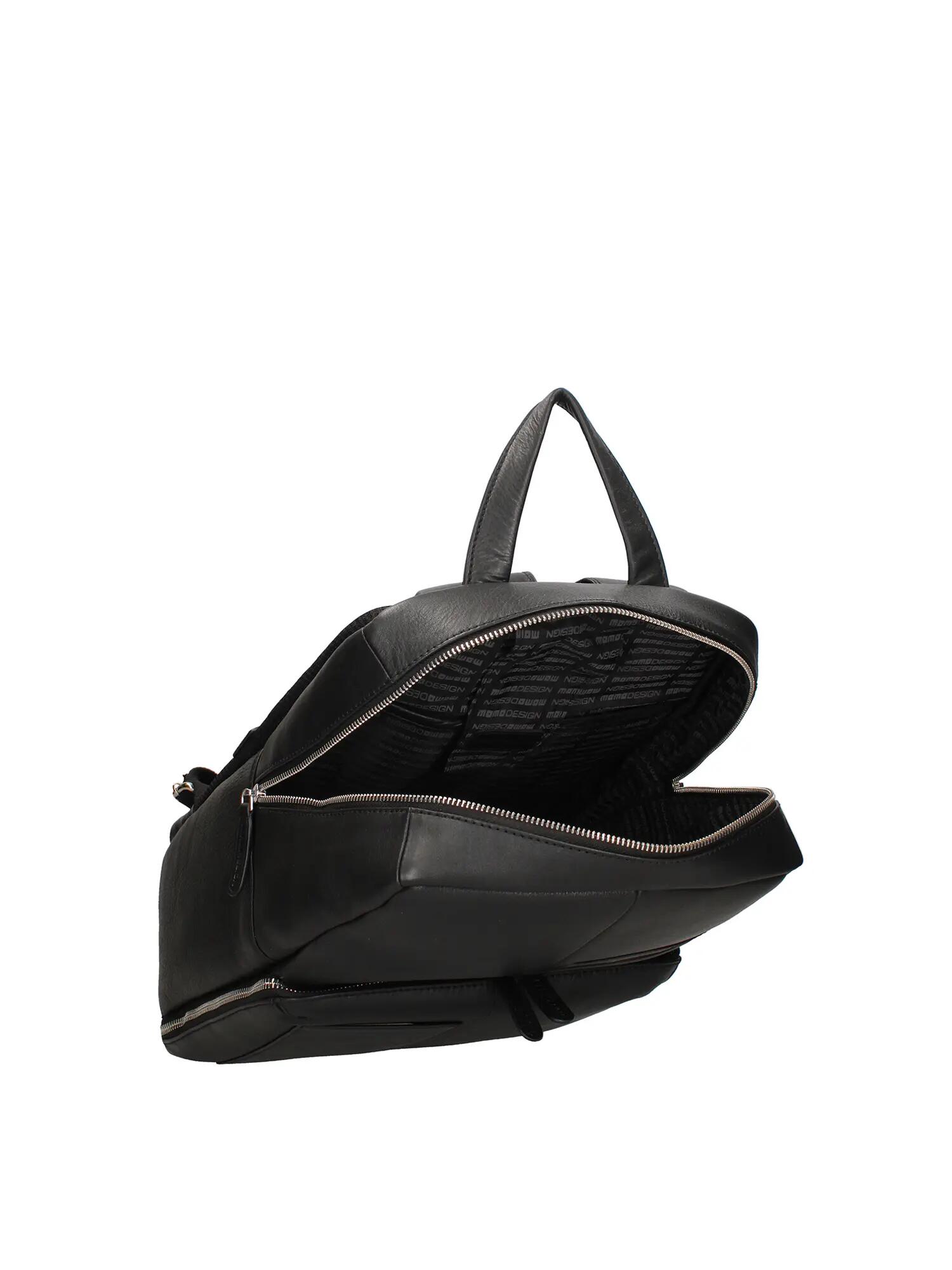 Zaino Momo Design Nero Vera Pelle con Zip 30x40x13 cm 4/4