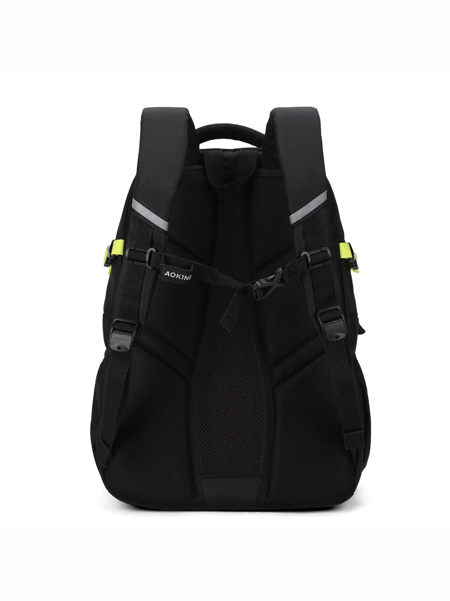 Aoking Zaino Unisex Nero con Zip - Poliestere Casual 4/6