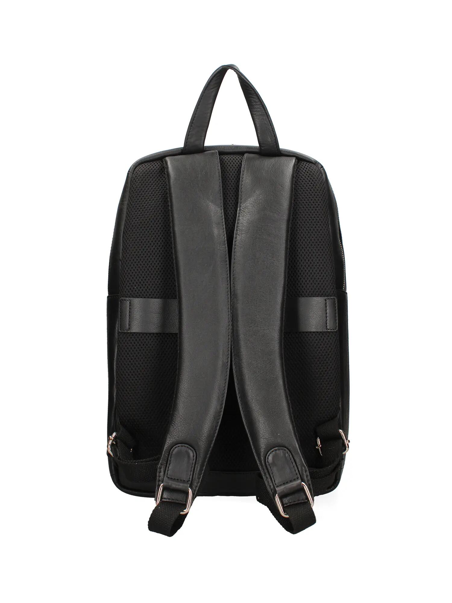 Zaino Momo Design Nero Vera Pelle con Zip 30x40x13 cm 3/4