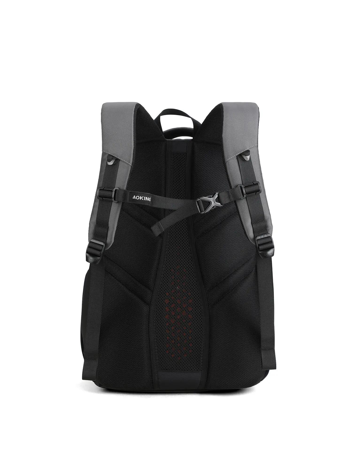 Zaino Unisex Aoking Grigio Nero - Poliestere con Zip e Tasche 4/6