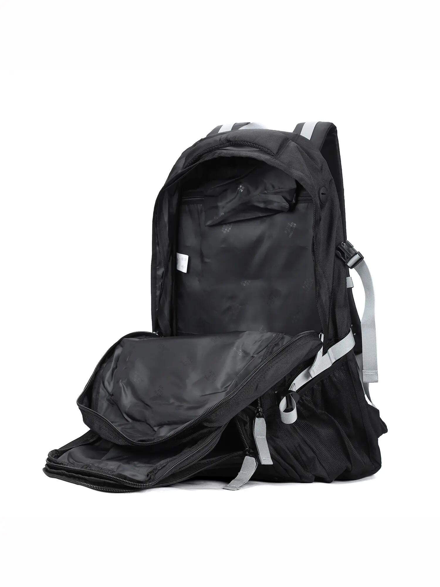 Aoking Rucksack Unisex Schwarz Polyester - 3 Fächer Reißverschluss Casual 5/6