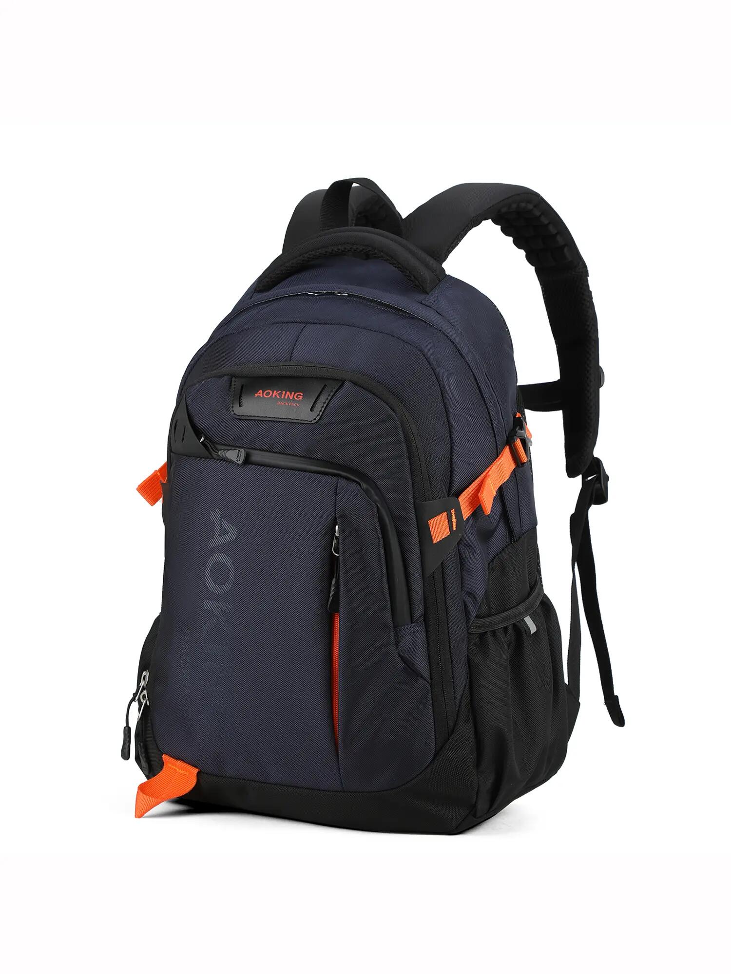Sac à Dos Unisexe Aoking Noir Polyester - Fermeture Zip Poches Multiples 2/6