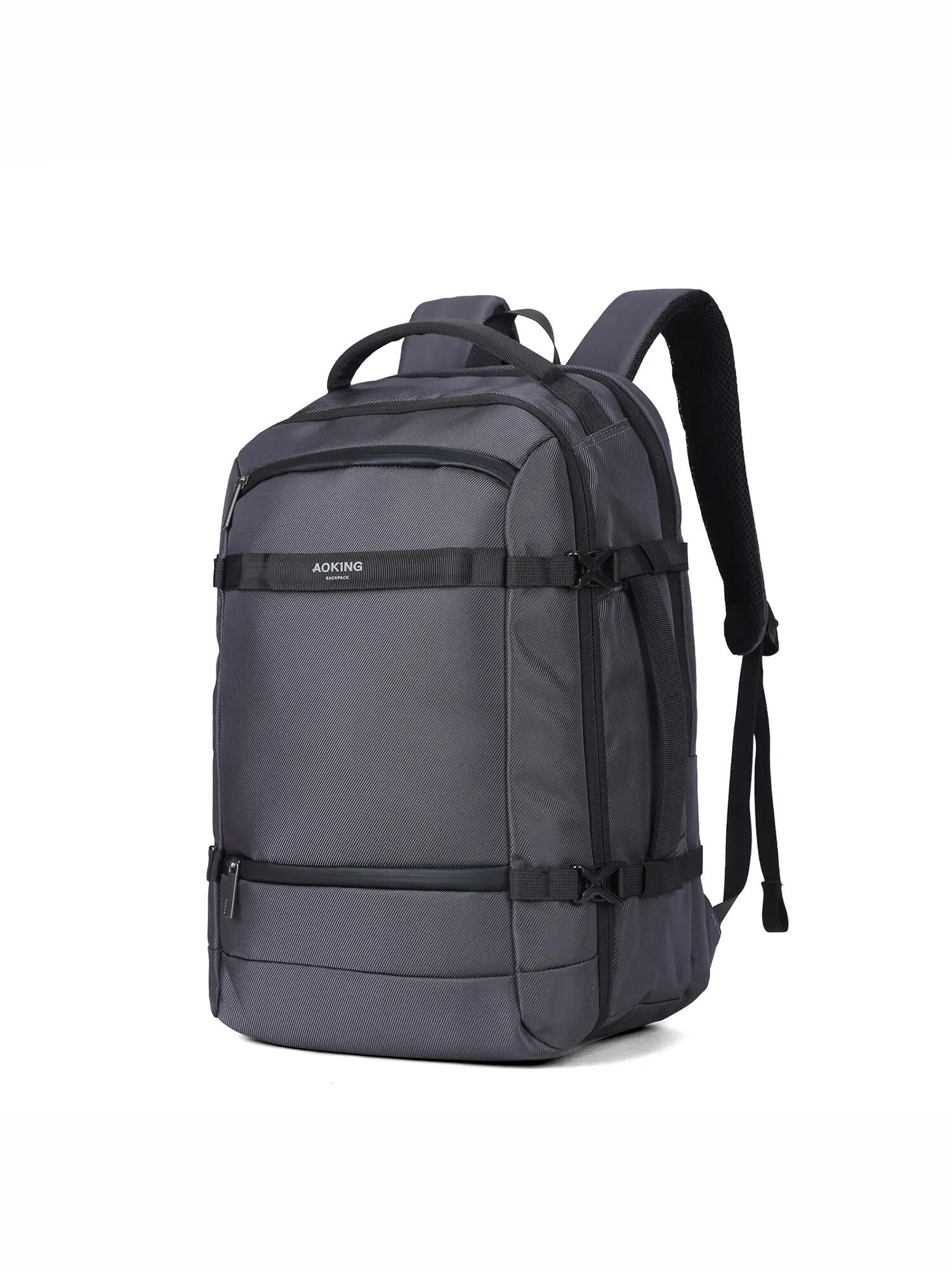 Aoking Zaino Unisex Nero Poliestere - Chiusura Zip e Tasche 2/6