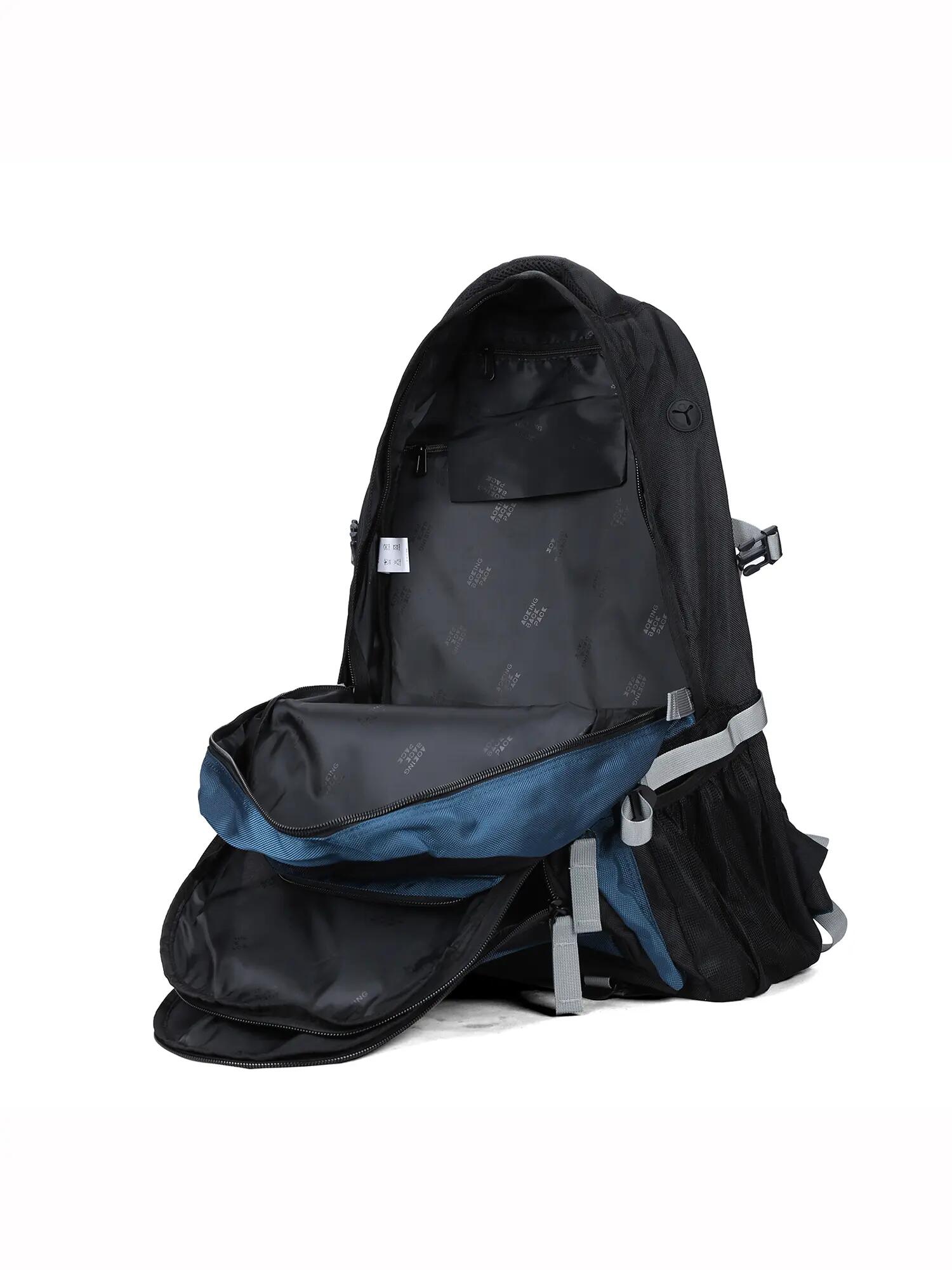 Aoking Unisex Rugzak Zwart Polyester - 3 Vakken met Ritsen Casual 5/6