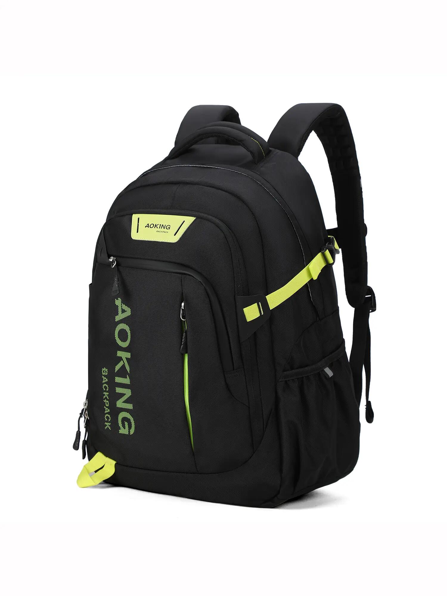 Aoking Zaino Unisex Nero con Zip - Poliestere Casual 2/6