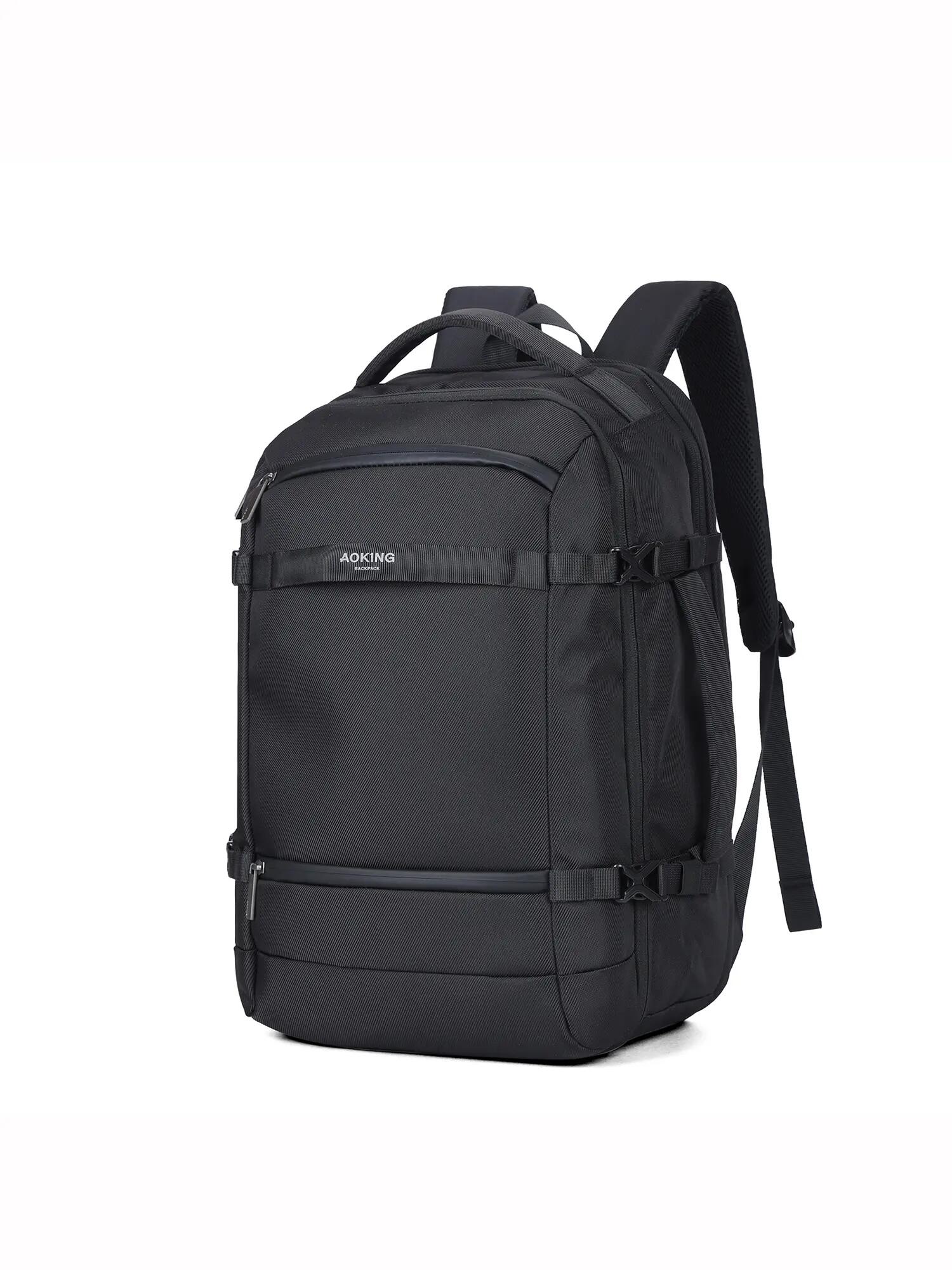 Aoking Zaino Unisex Nero Poliestere - Chiusura Zip e Tasche 2/6