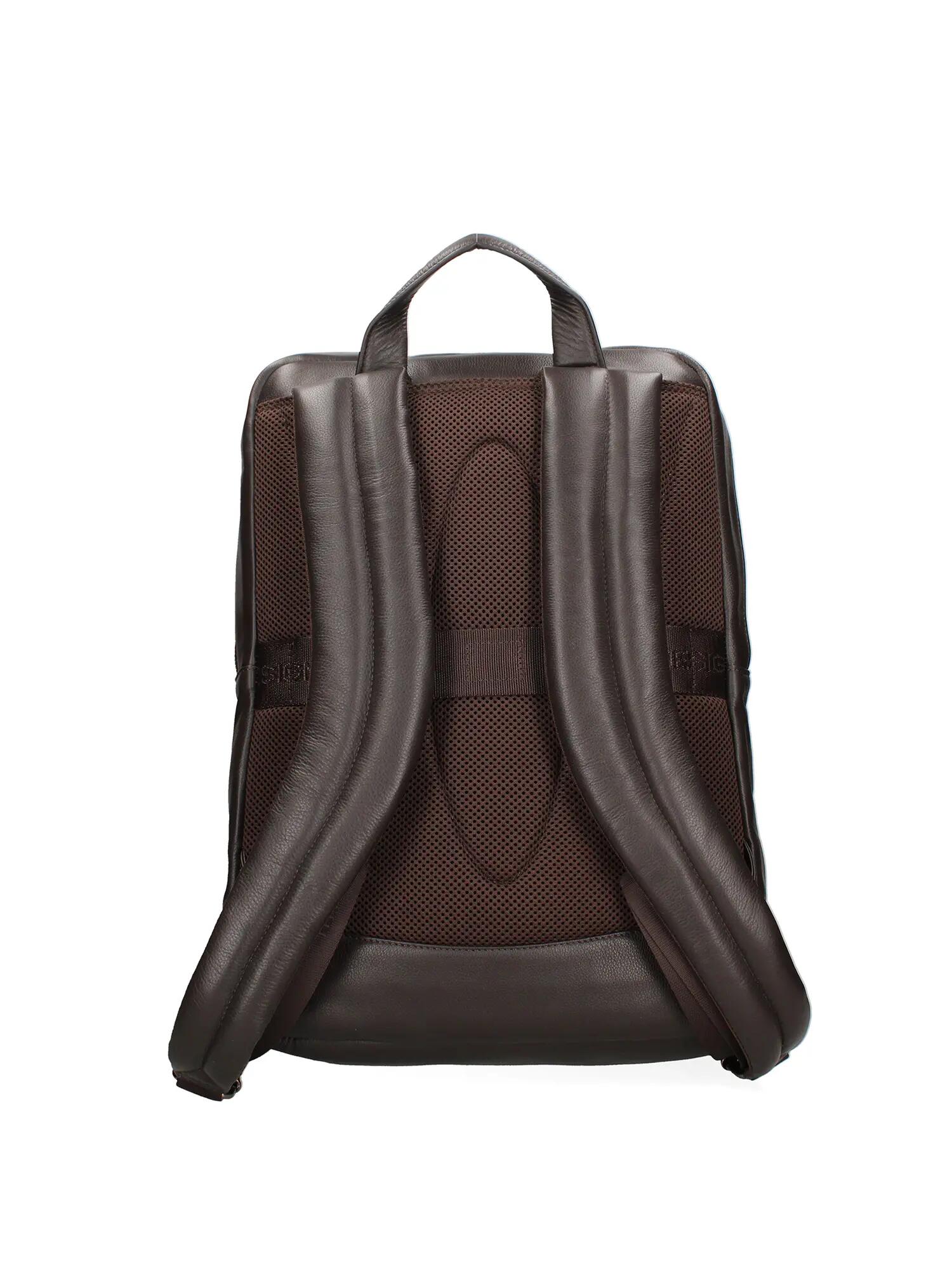 Sac à Dos Homme Cuir Véritable Marron Foncé - Fermeture Zip et Poches Organisées 3/4