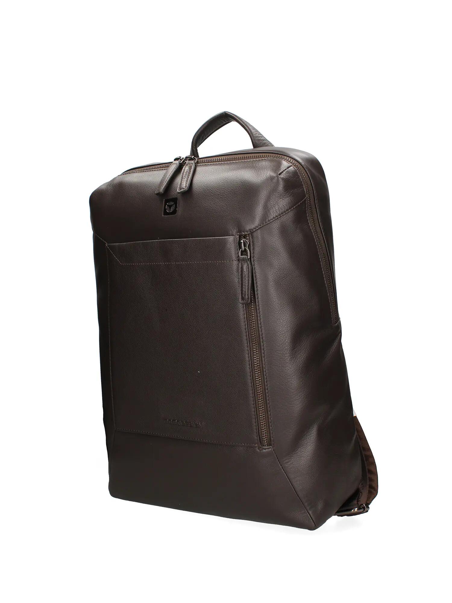 Sac à Dos Homme Cuir Véritable Marron Foncé - Fermeture Zip et Poches Organisées 2/4