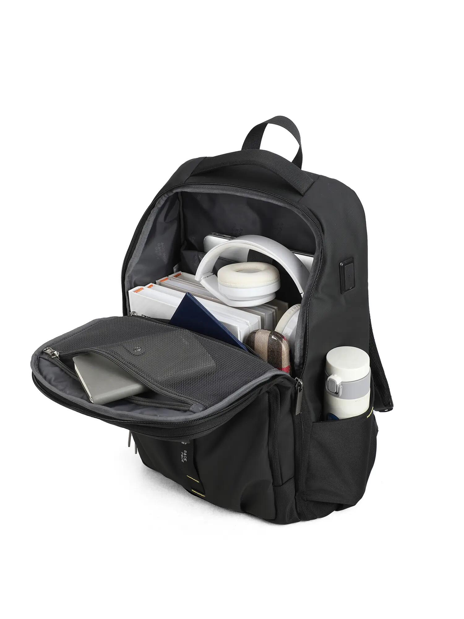 Batoh Aoking Unisex Černý se Zipem - Polyester 31x47 cm 5/6