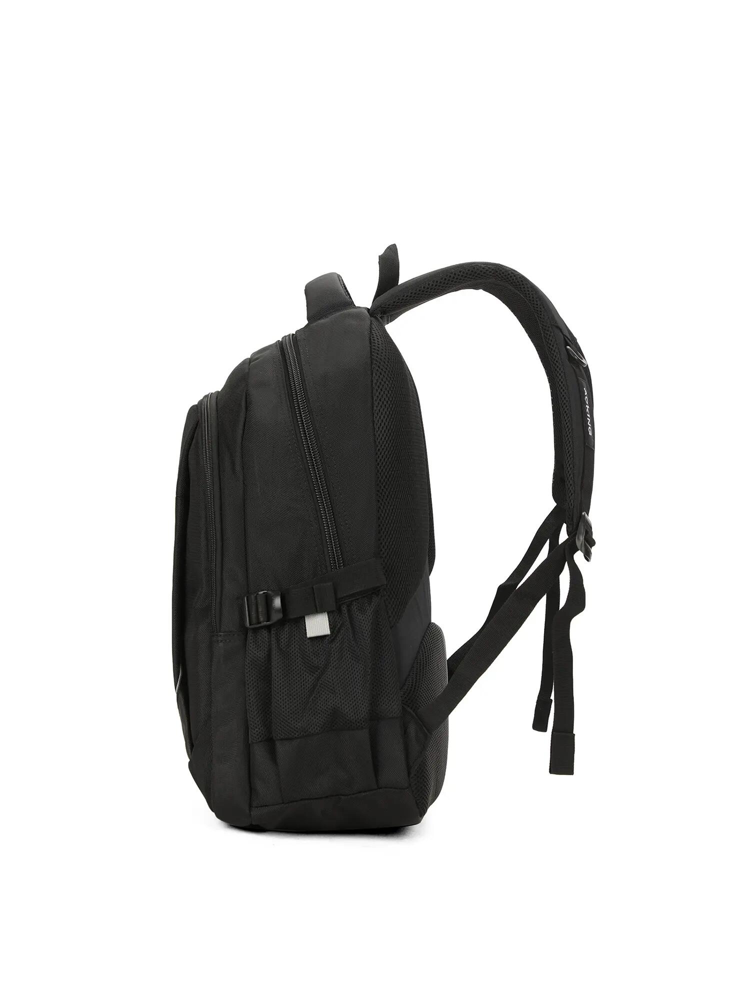 Aoking Zwarte Unisex Rugzak met Rits - Polyester Casual 3/6